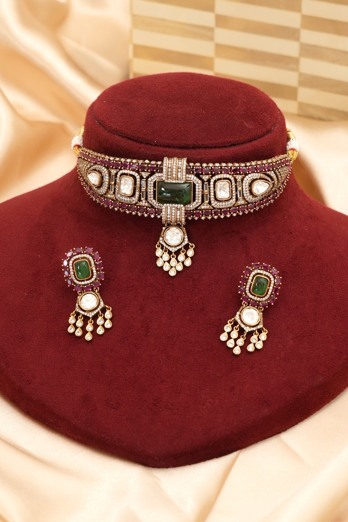 Aarohi Designer Kundan Ruby Wedding Set