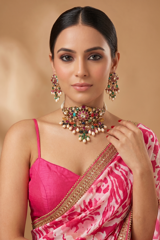 Royal Navratna Moissanite Kundan Set