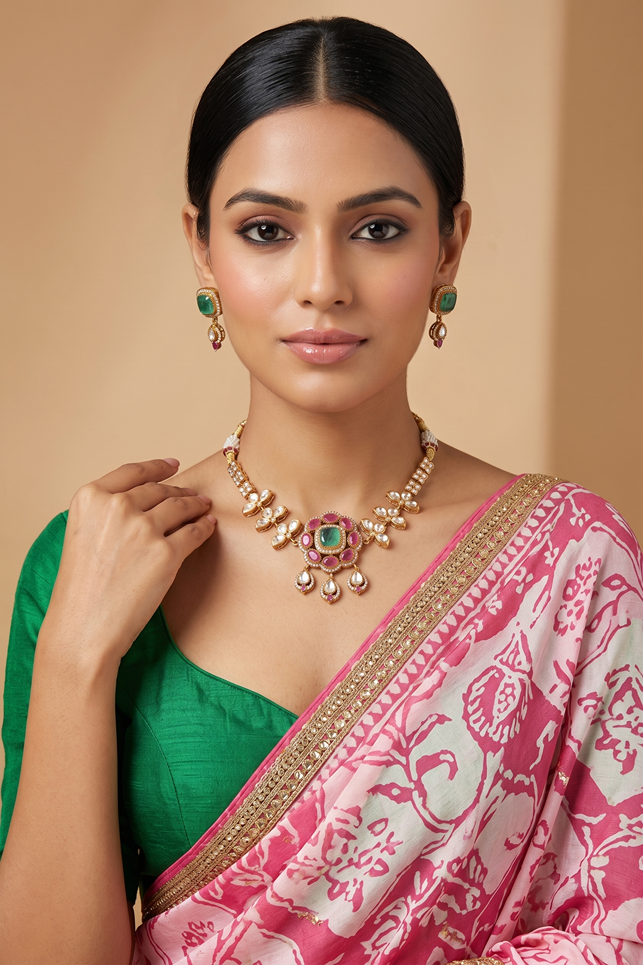 Luxury Kundan Moissanite Bridal Necklace Set