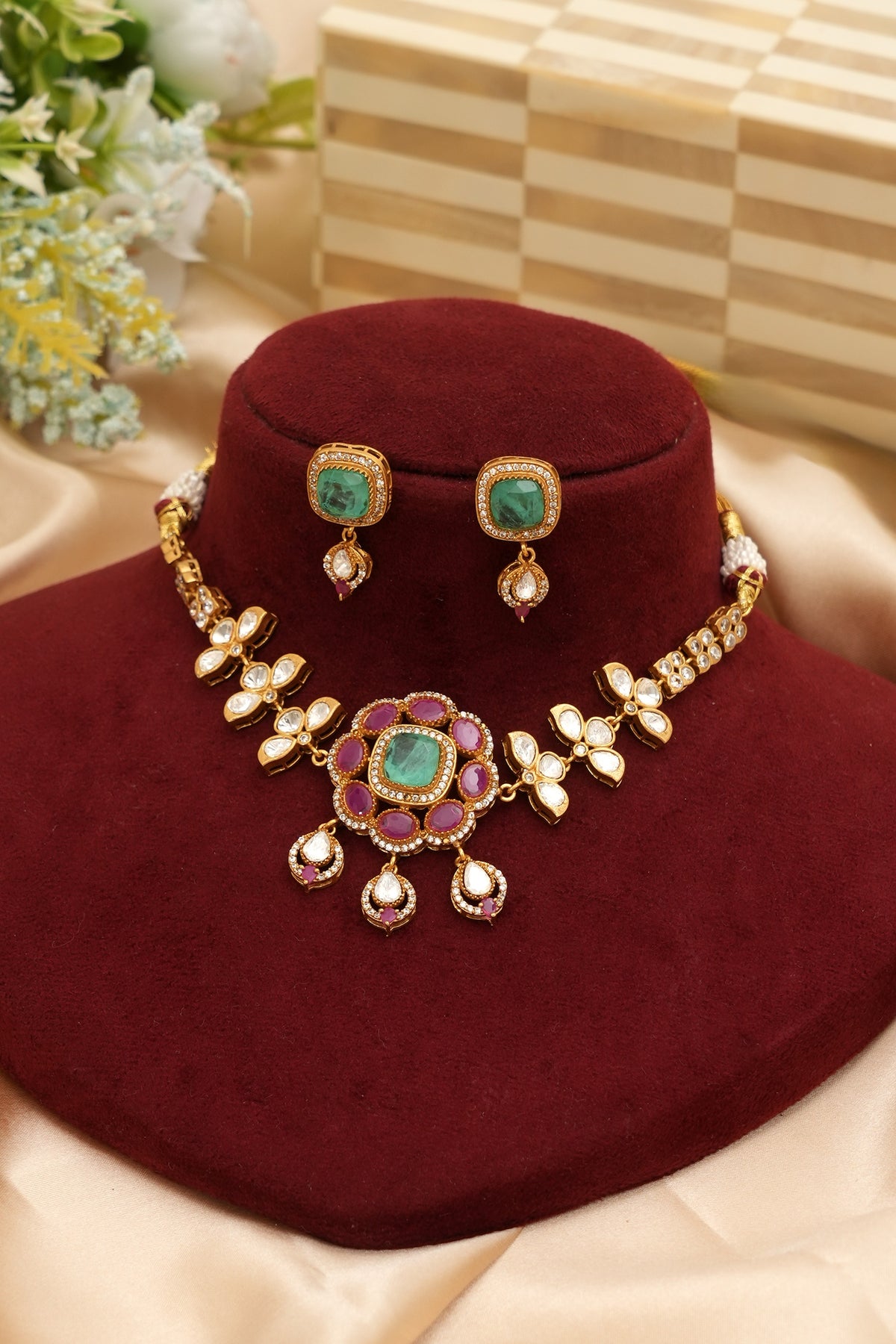 Luxury Kundan Moissanite Bridal Necklace Set