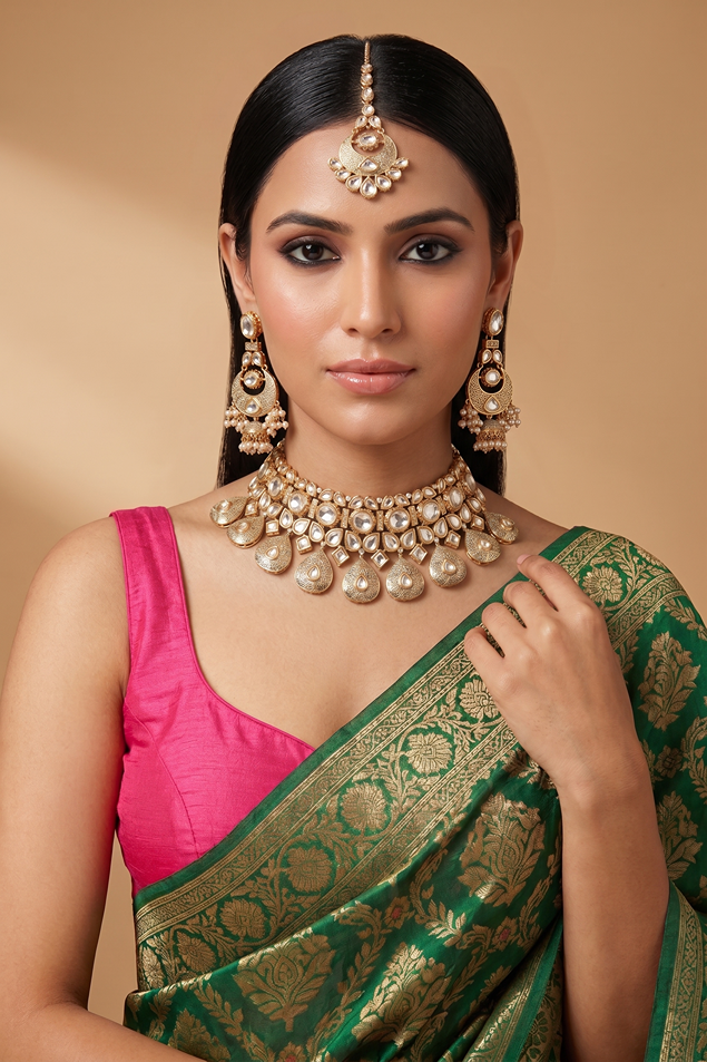 Traditional Kundan Meena Bridal Necklace Set