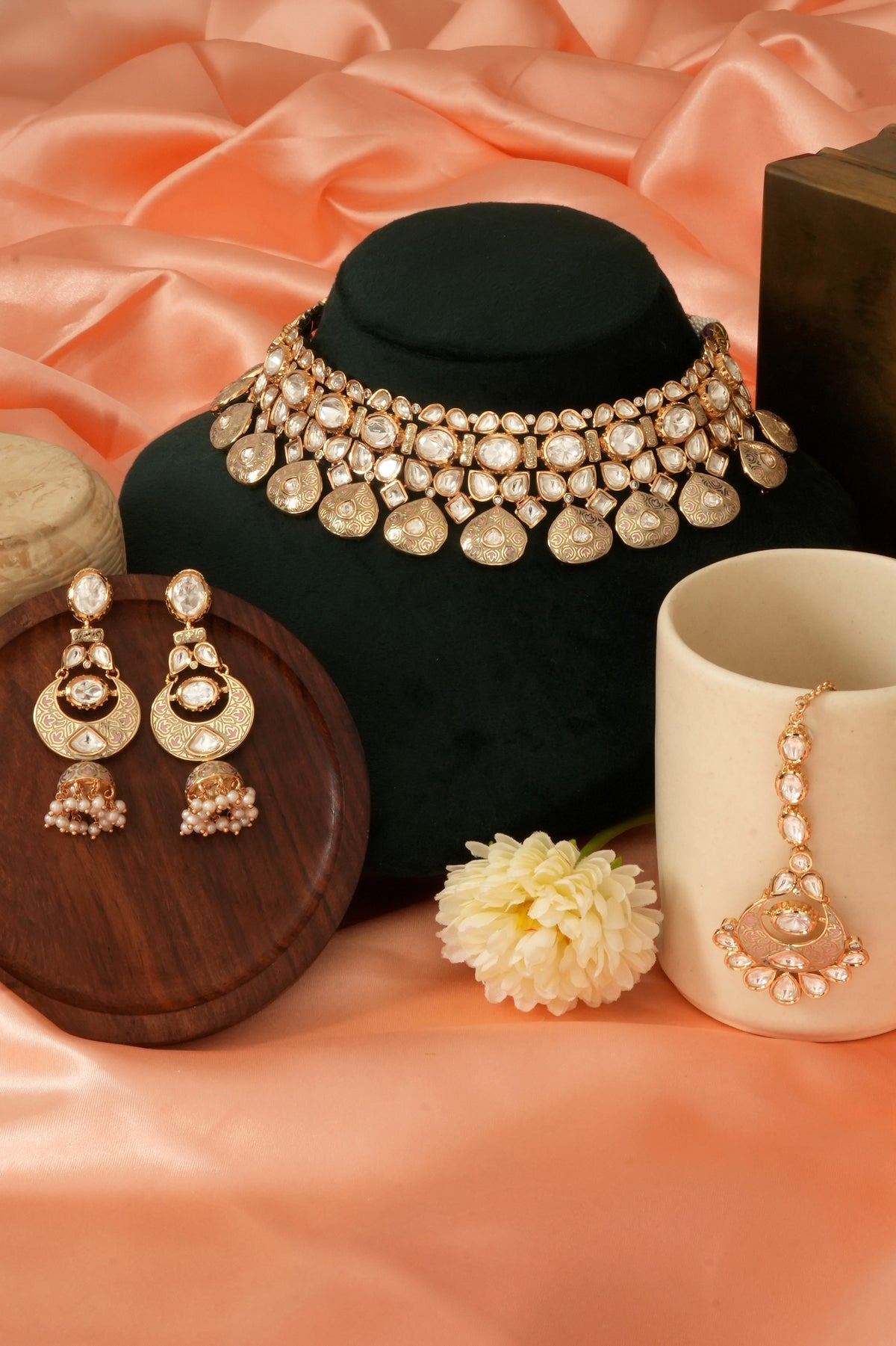 Traditional Kundan Meena Bridal Necklace Set