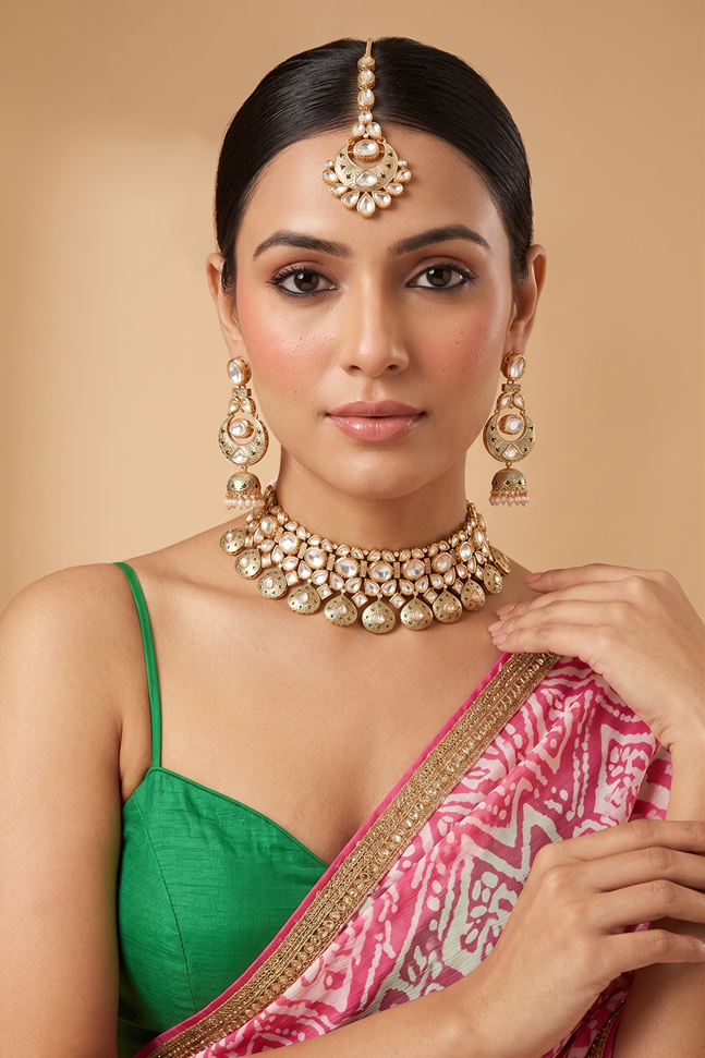 Regal Kundan Meena Bridal Wedding Necklace Set