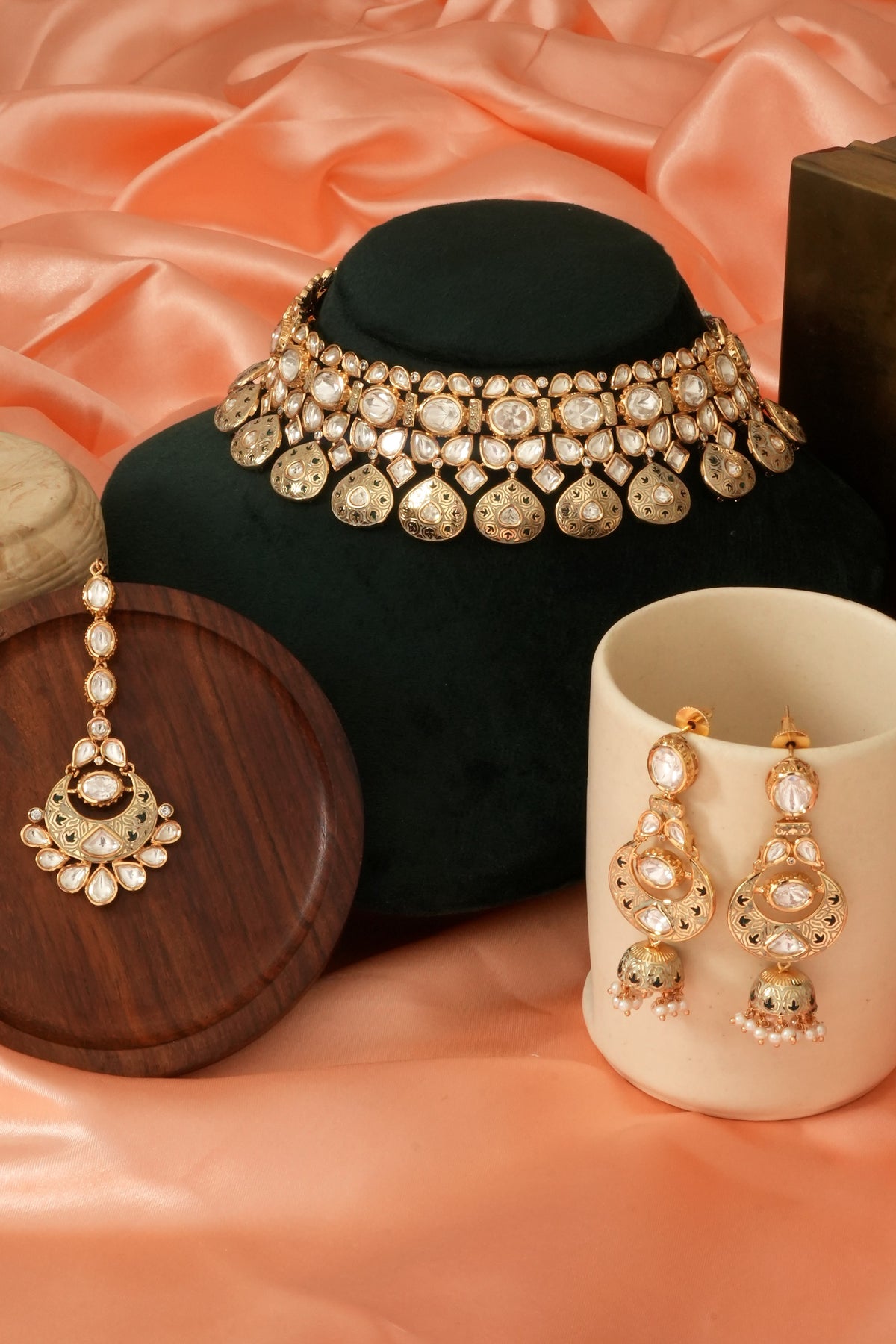 Regal Kundan Meena Bridal Wedding Necklace Set