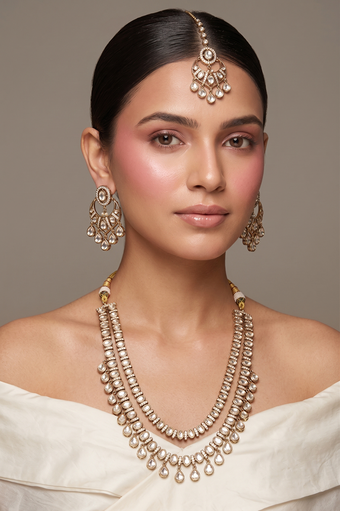 Kundan Long Haar Necklace Set
