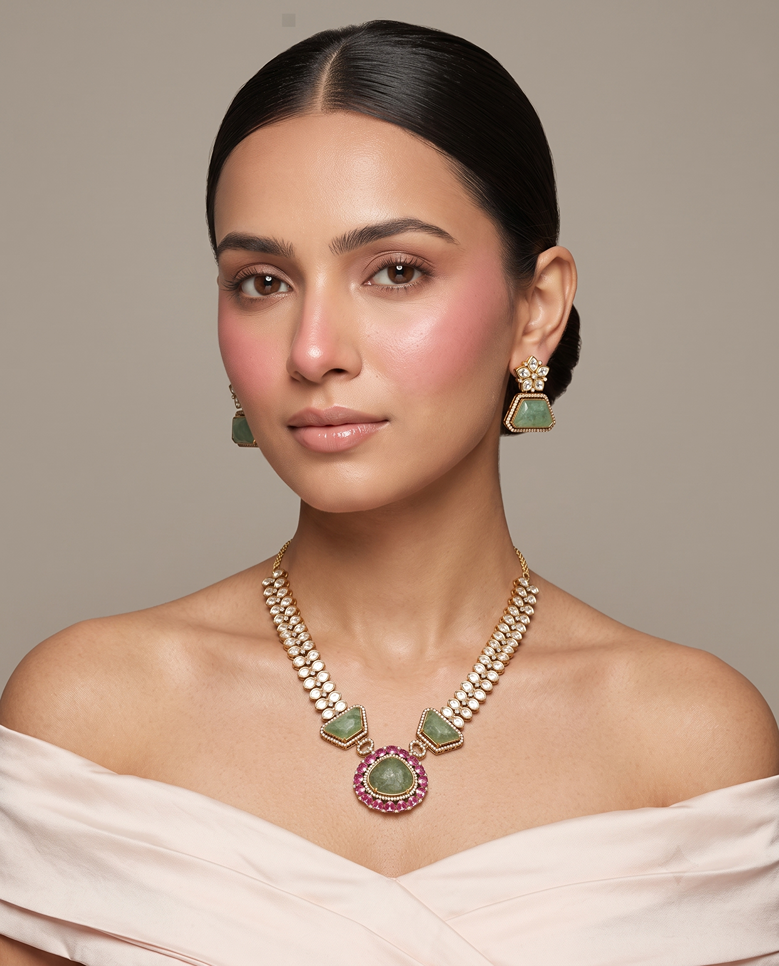 Regal Kundan Polki Designer Necklace Set