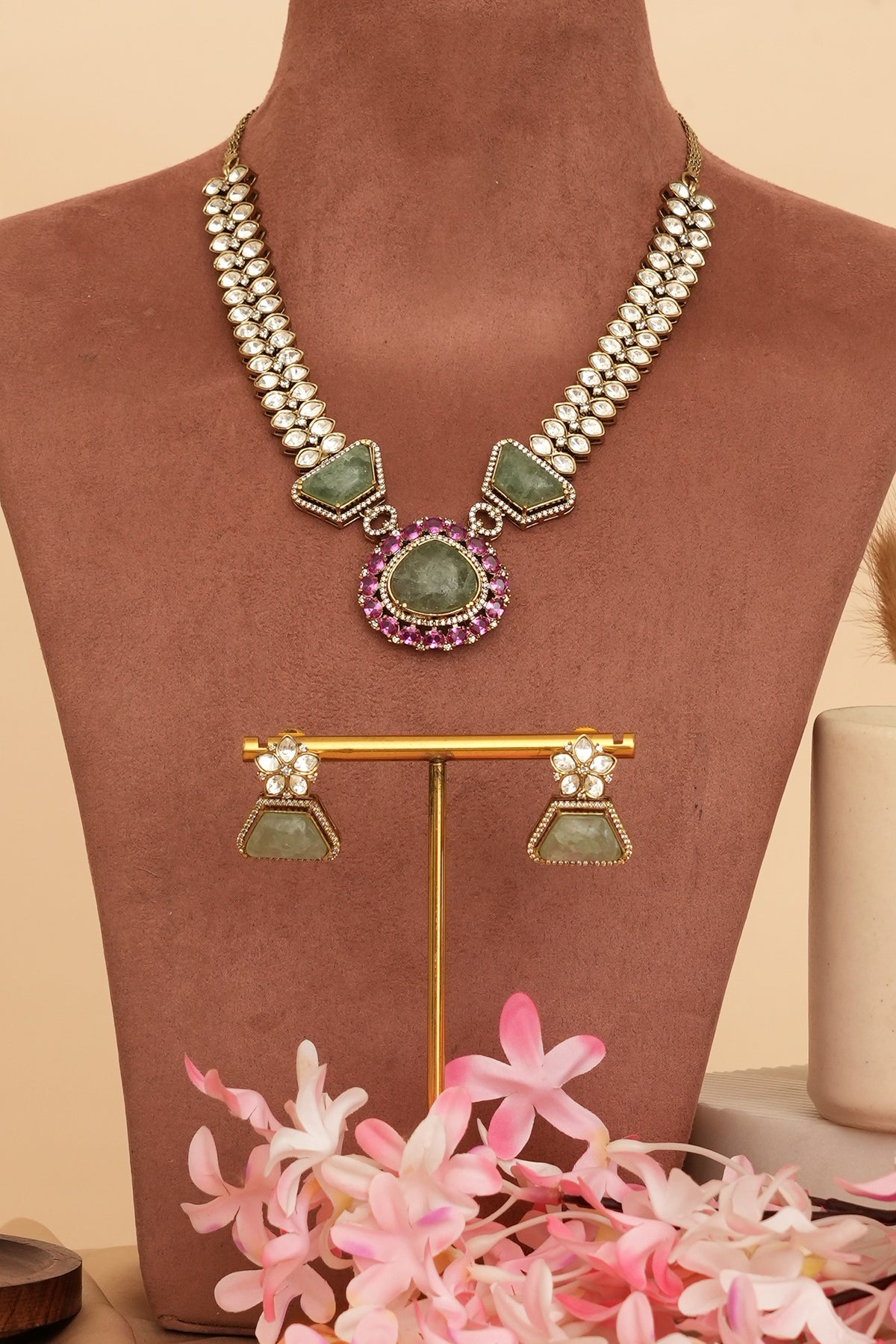 Regal Kundan Polki Designer Necklace Set