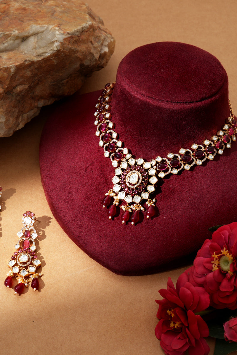 Charvi Ruby Kundan Necklace Set