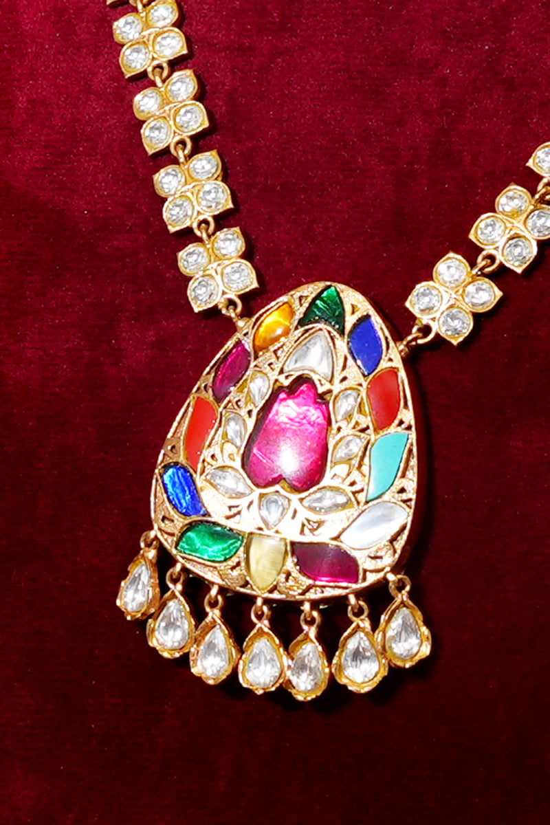 Navratna Kamal Kundan Necklace Set