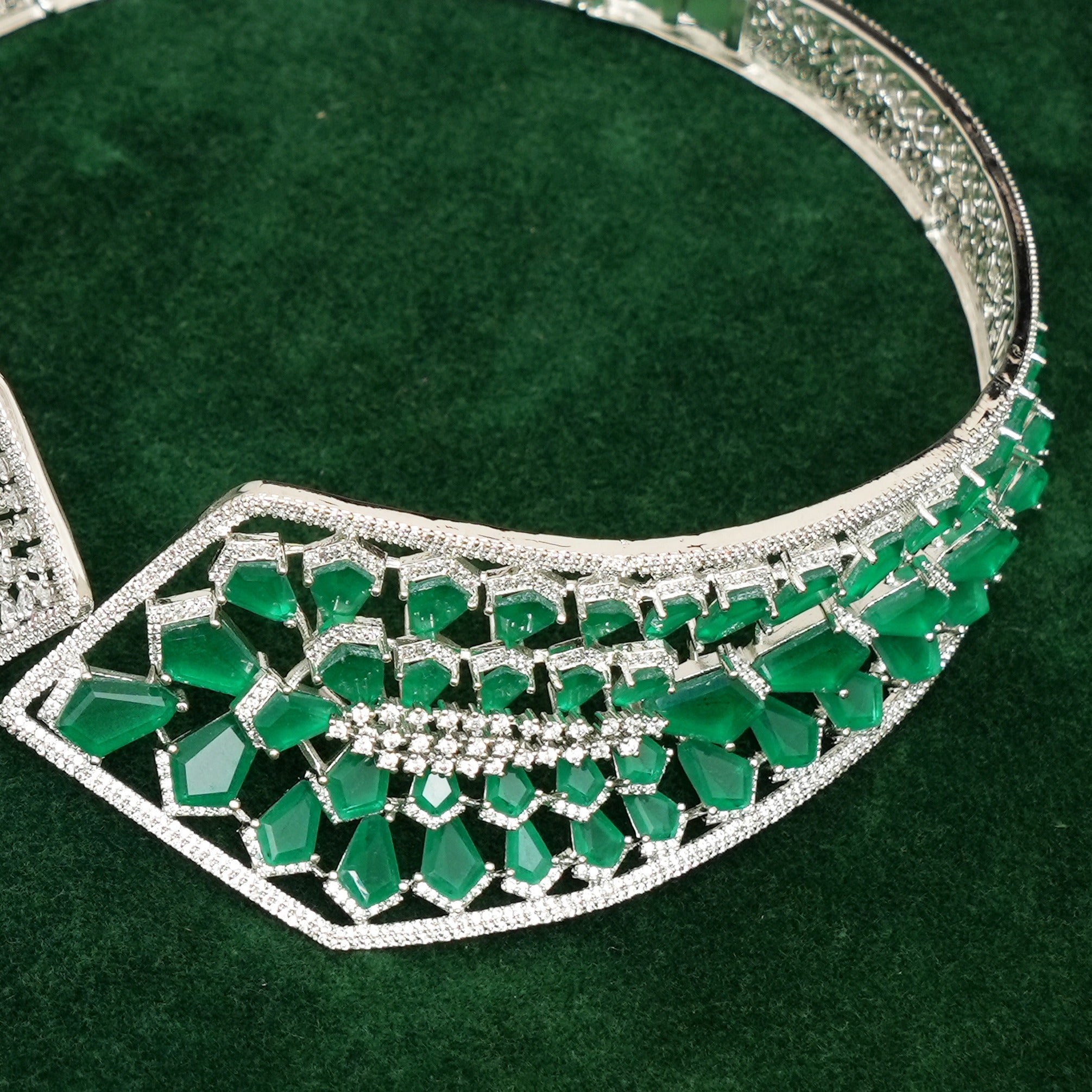 Janaki Emerald Green Necklace Set