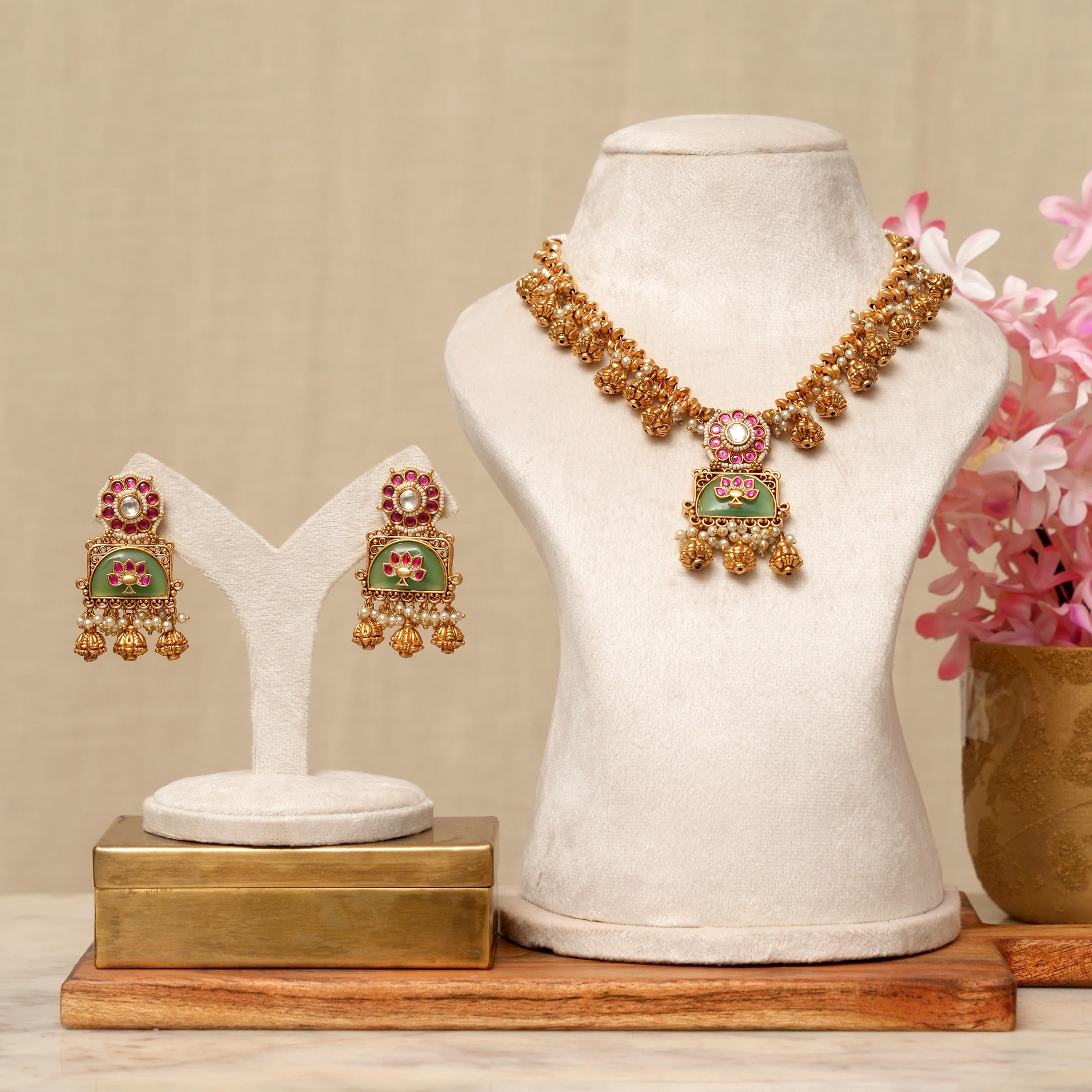 Chandi Kundan Heritage Gold Necklace Set