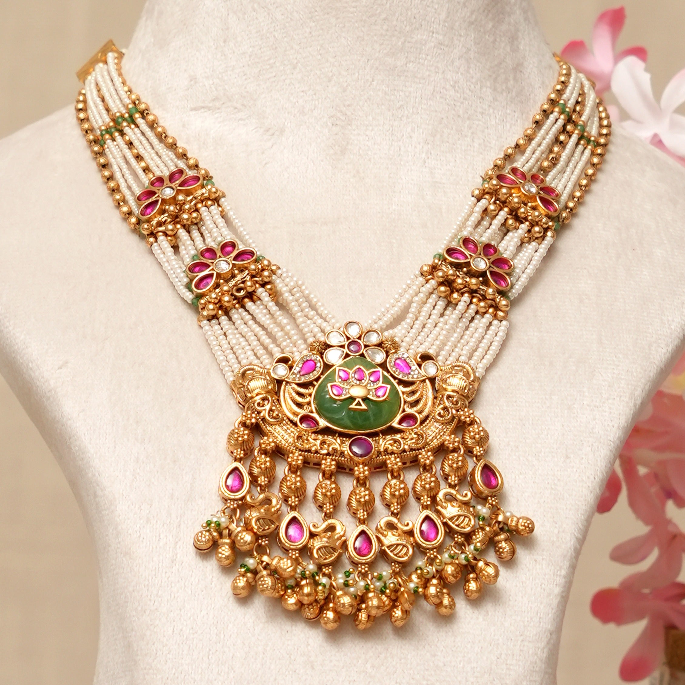 Nisha Kundan Heritage Gold Necklace Set