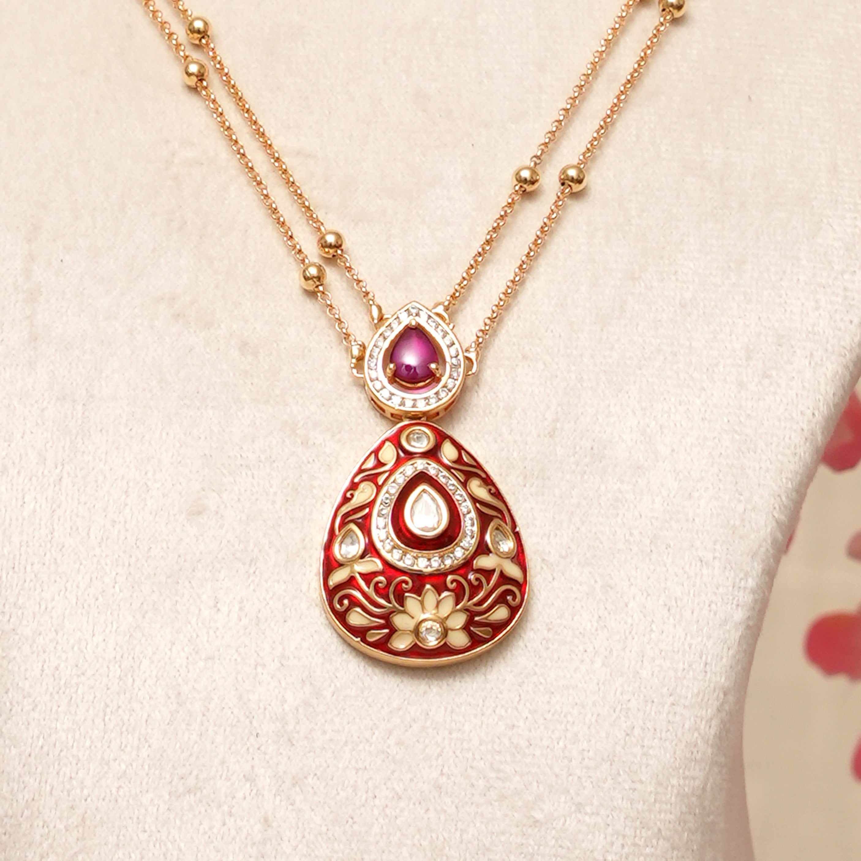 ANVI Kundan Heritage Gold Pendent Set
