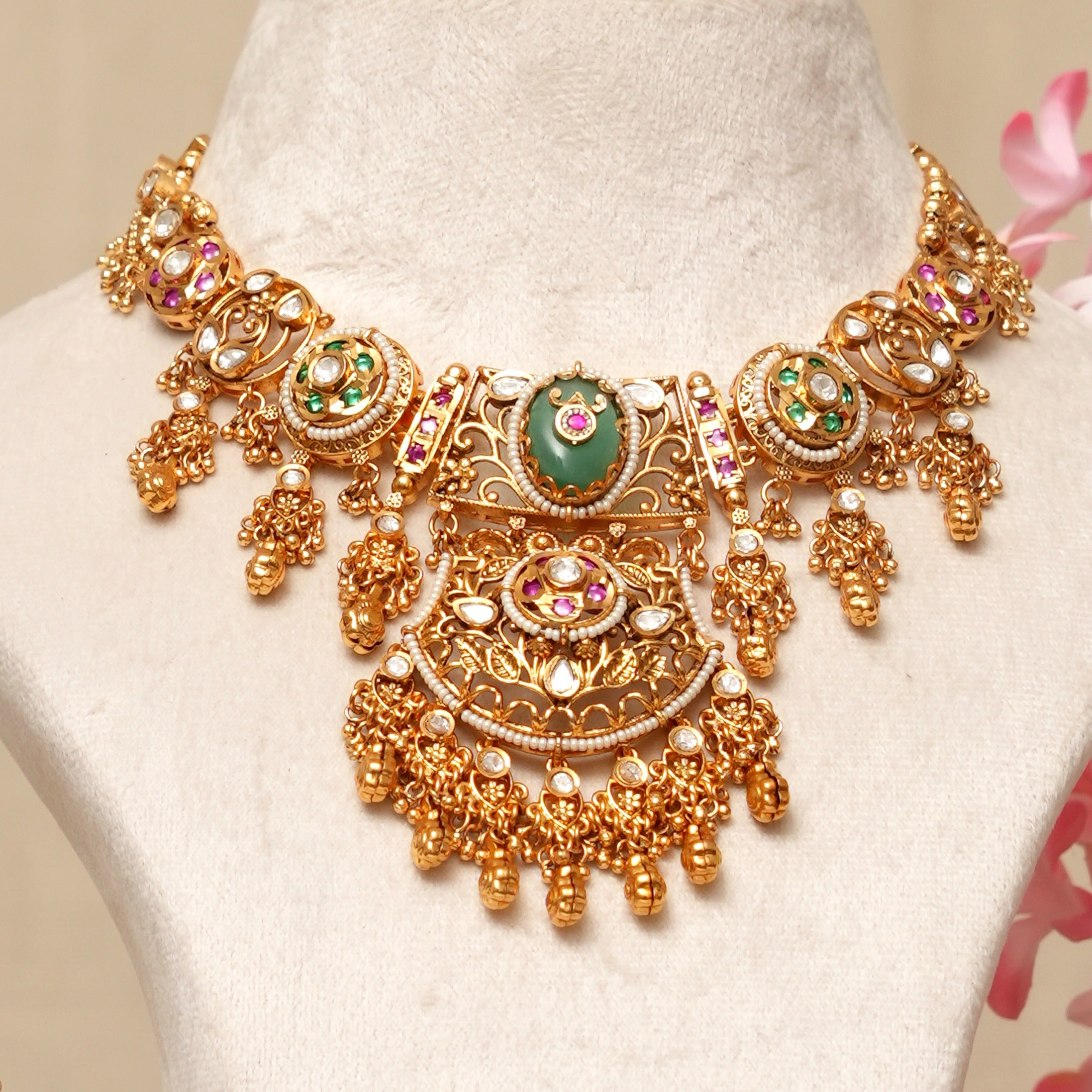 Hema Kundan Heritage Gold Necklace Set