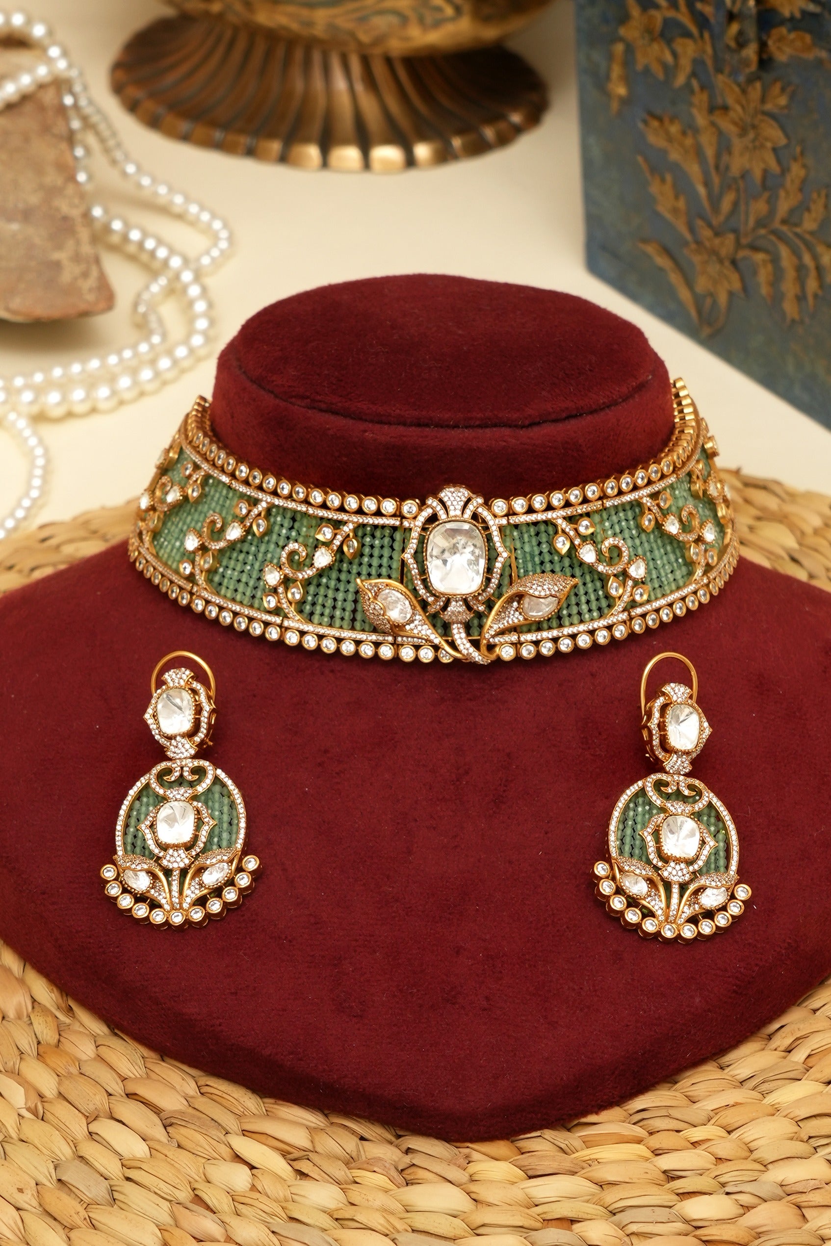 Ira Mint Kundan Necklace