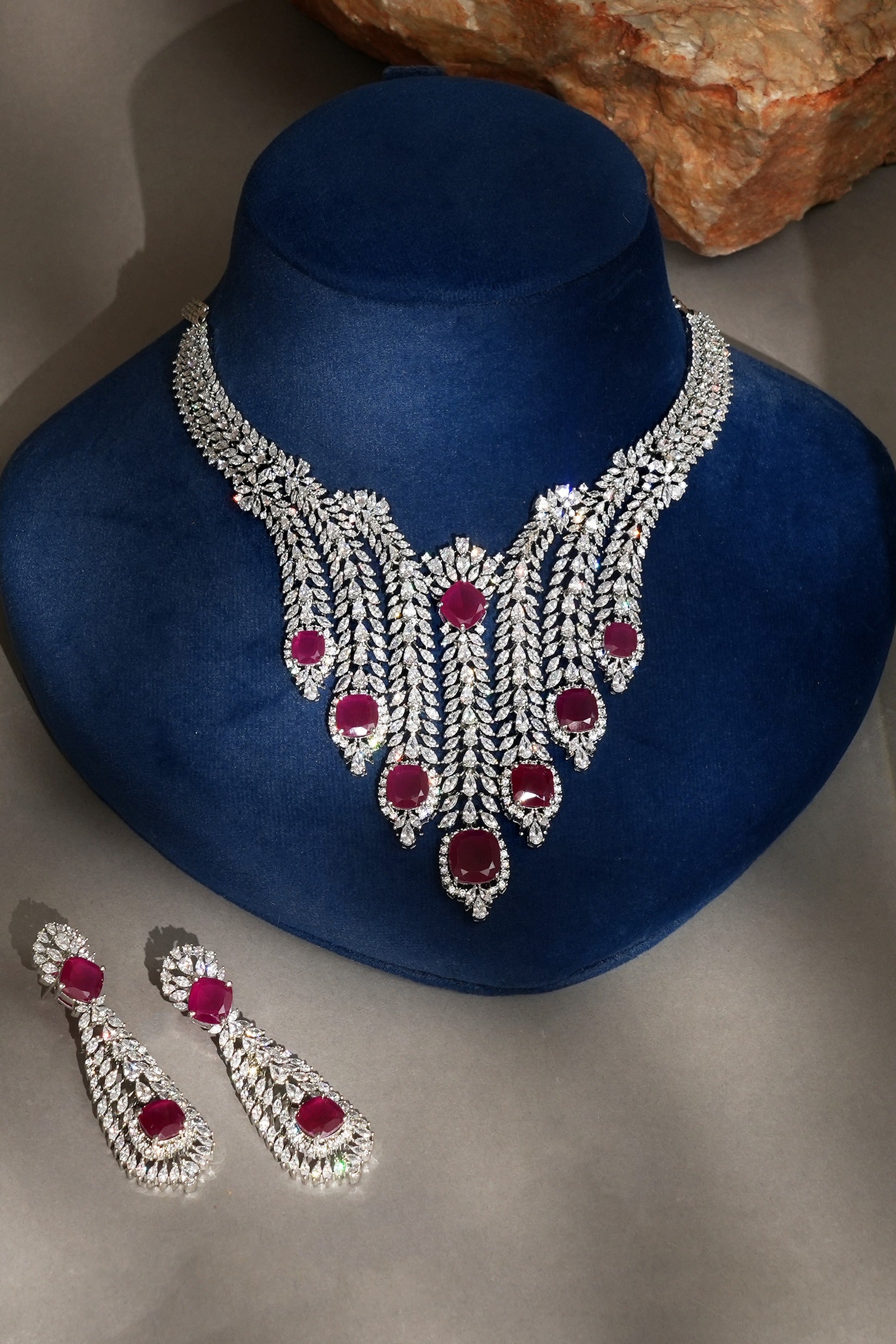 Nyshka Ruby Contemporary Diamond Choker Set for Cocktail Wear