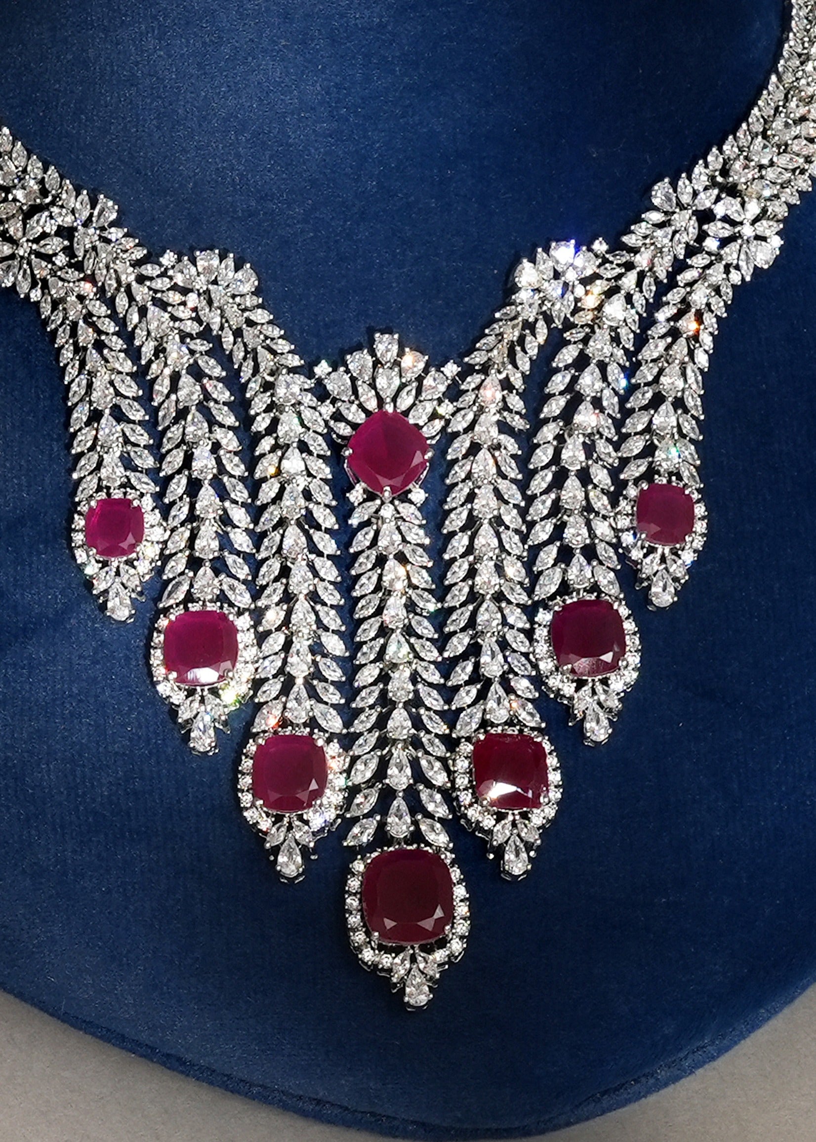 Nyshka Ruby Contemporary Diamond Choker Set for Cocktail Wear