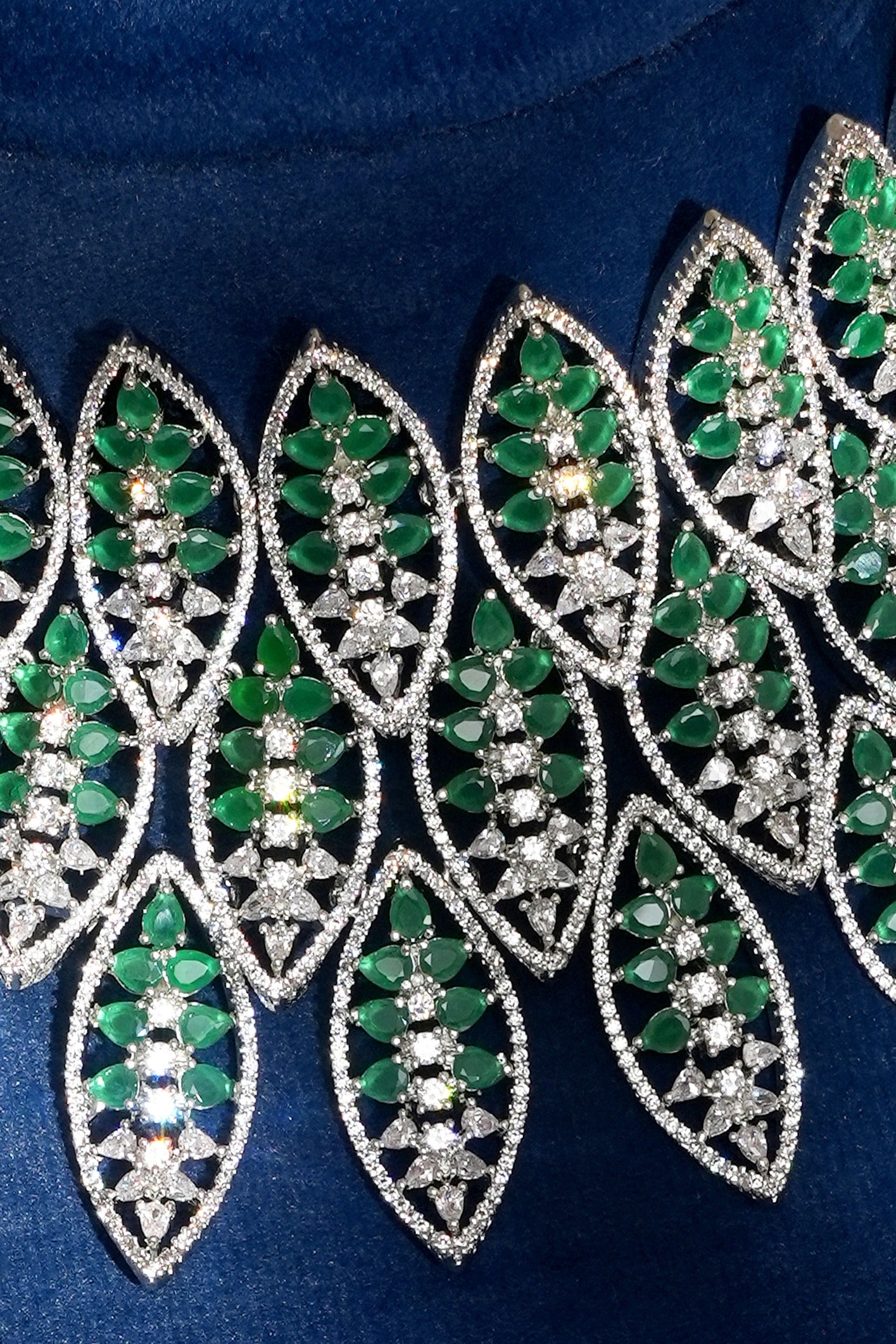 Ishyara Emerald American Diamond Choker Necklace Set