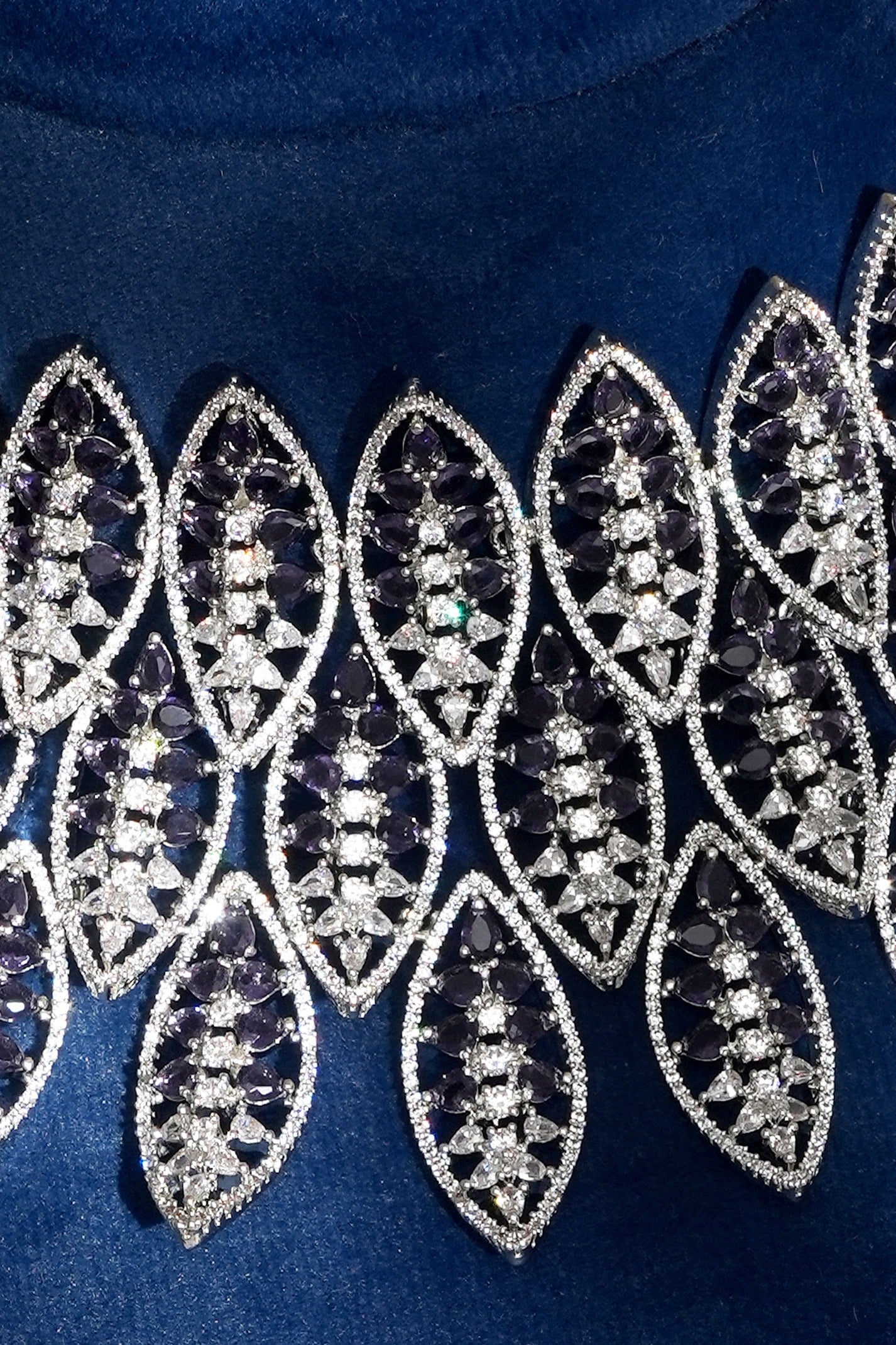 Ishyara Lavender American Diamond Choker Necklace Set