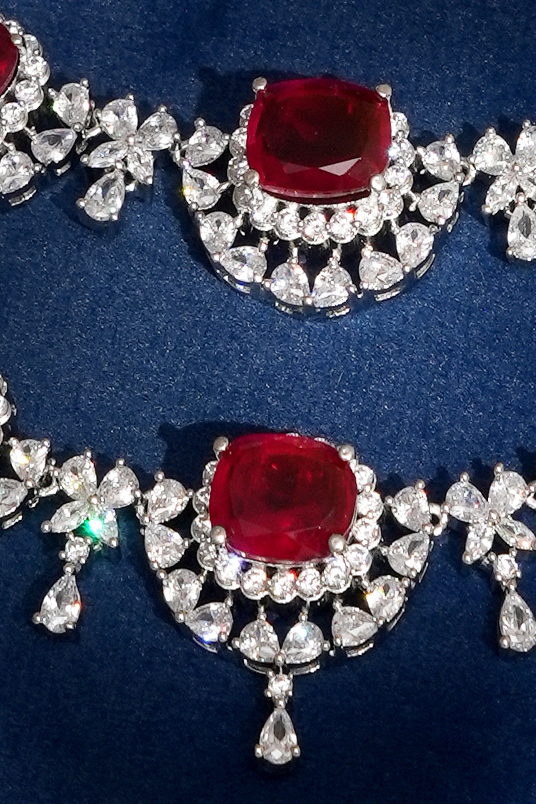 Avyra Ruby Minimal Diamond Layered Necklace Set for Women
