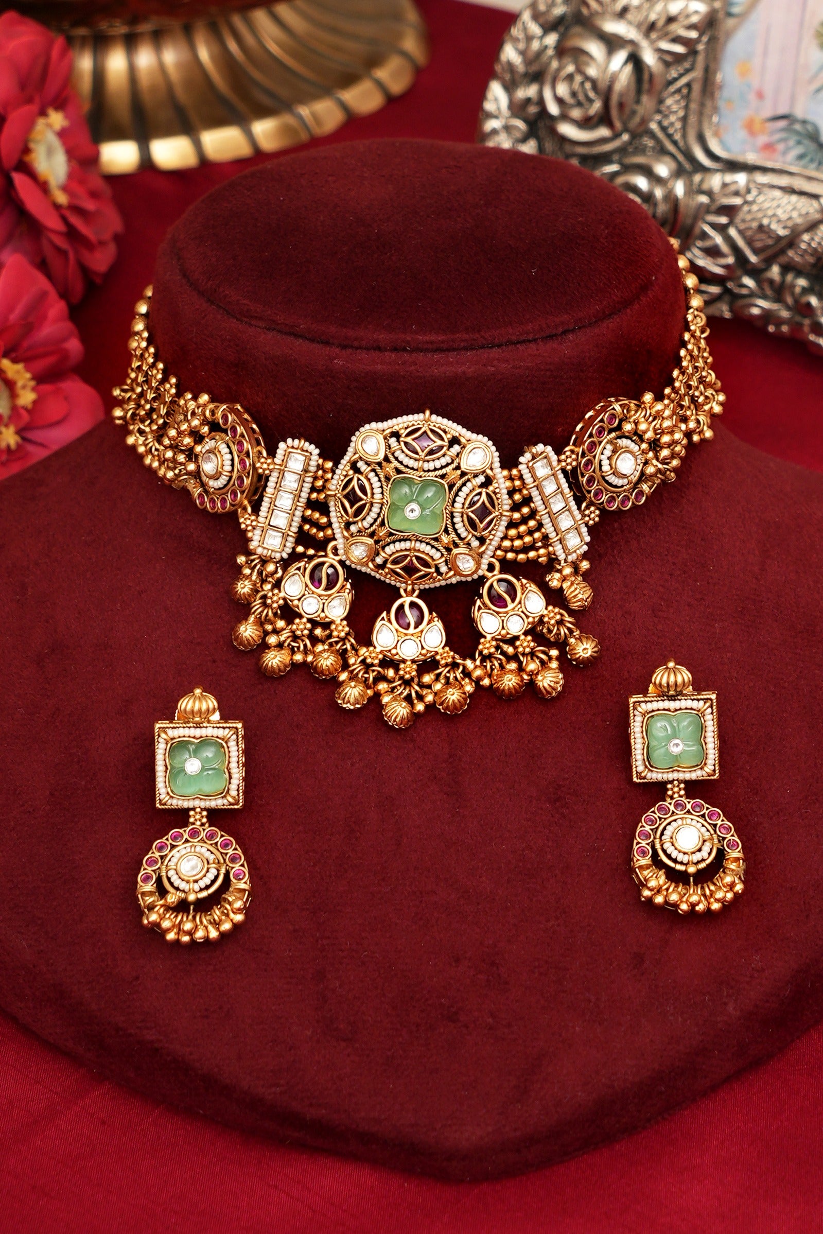 Royal Dulhan Gold Finish Necklace Set