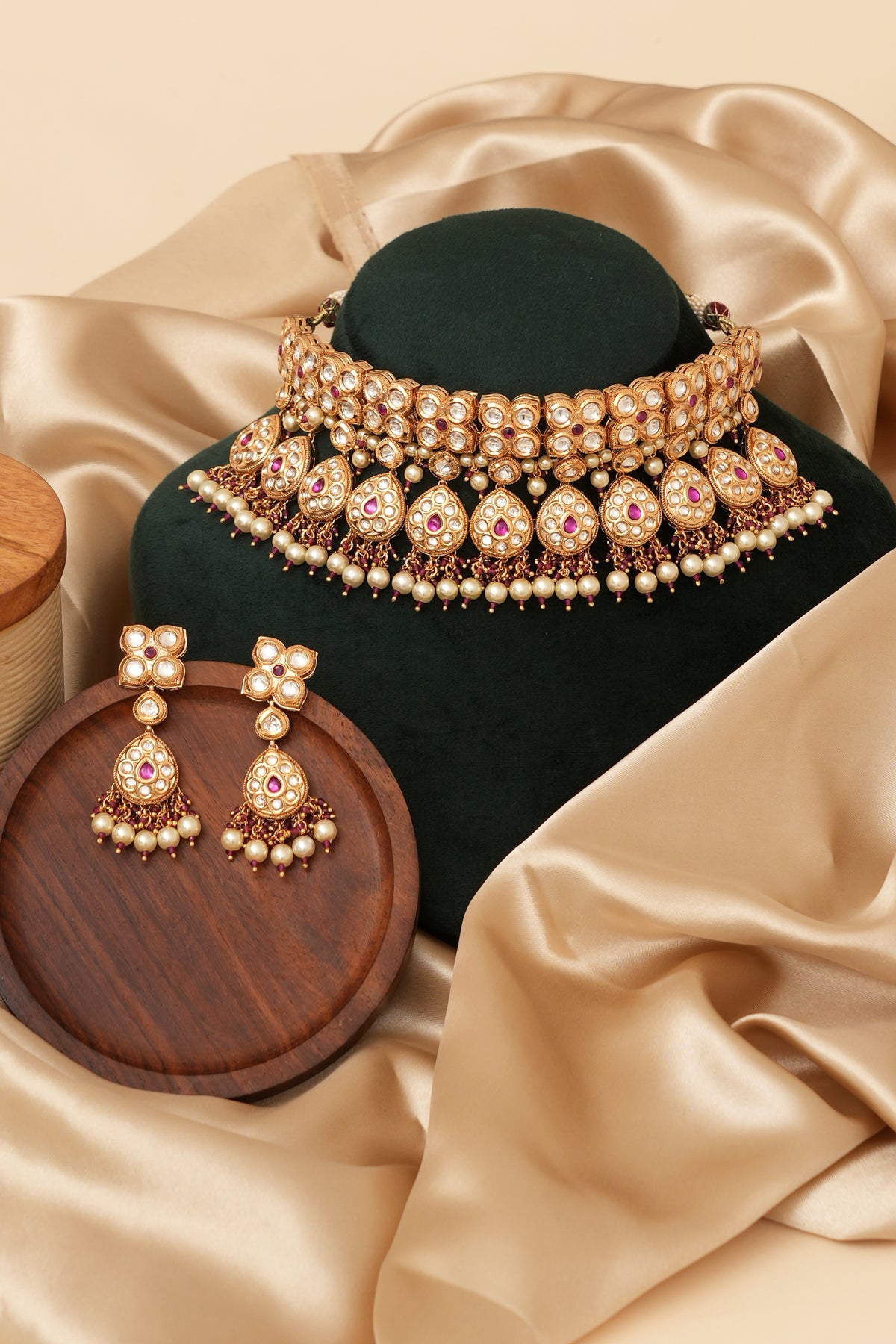 Moissanite Statement Kundan Ruby Set With Tikka