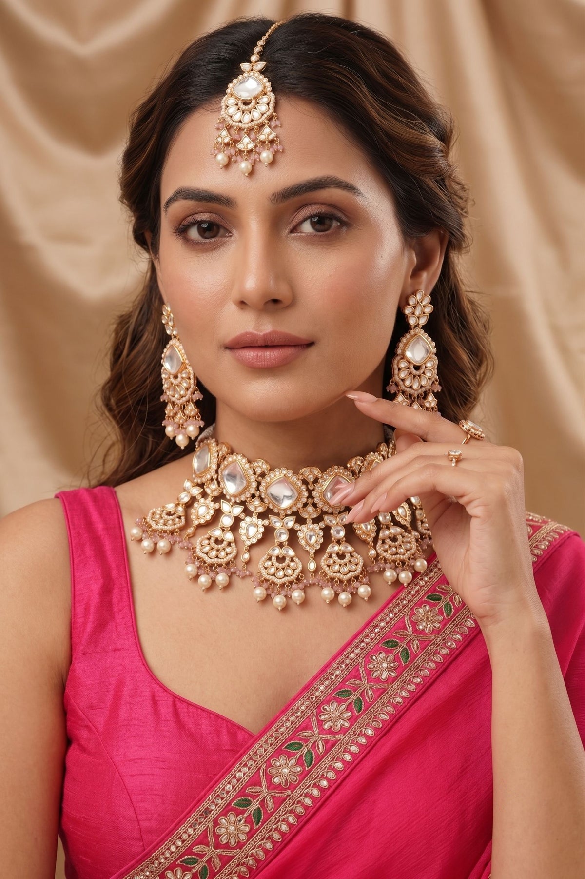 Nayara Bridal Jewellery Kundan Set With Tikka