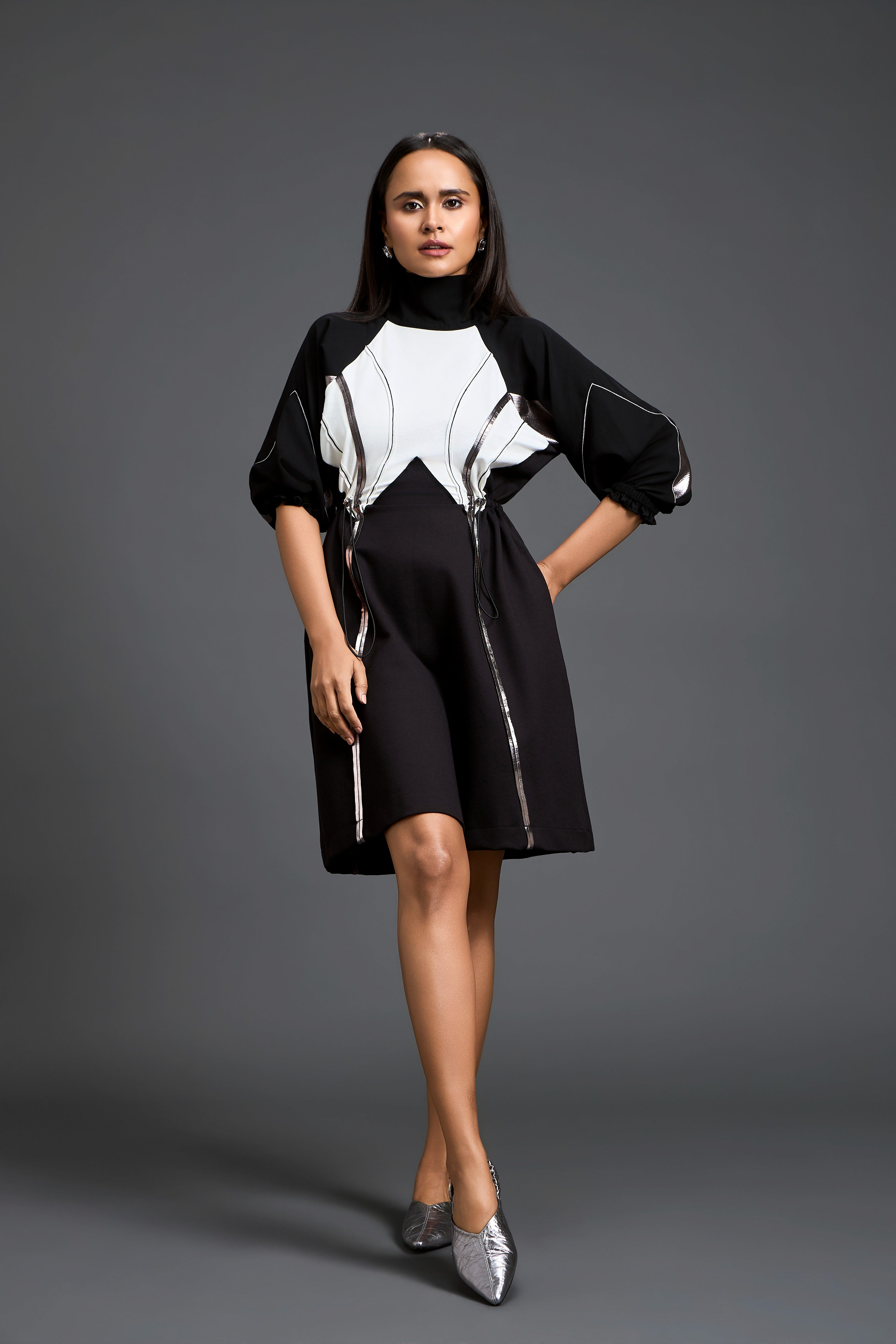 Black & White Sculpted Panel Dress