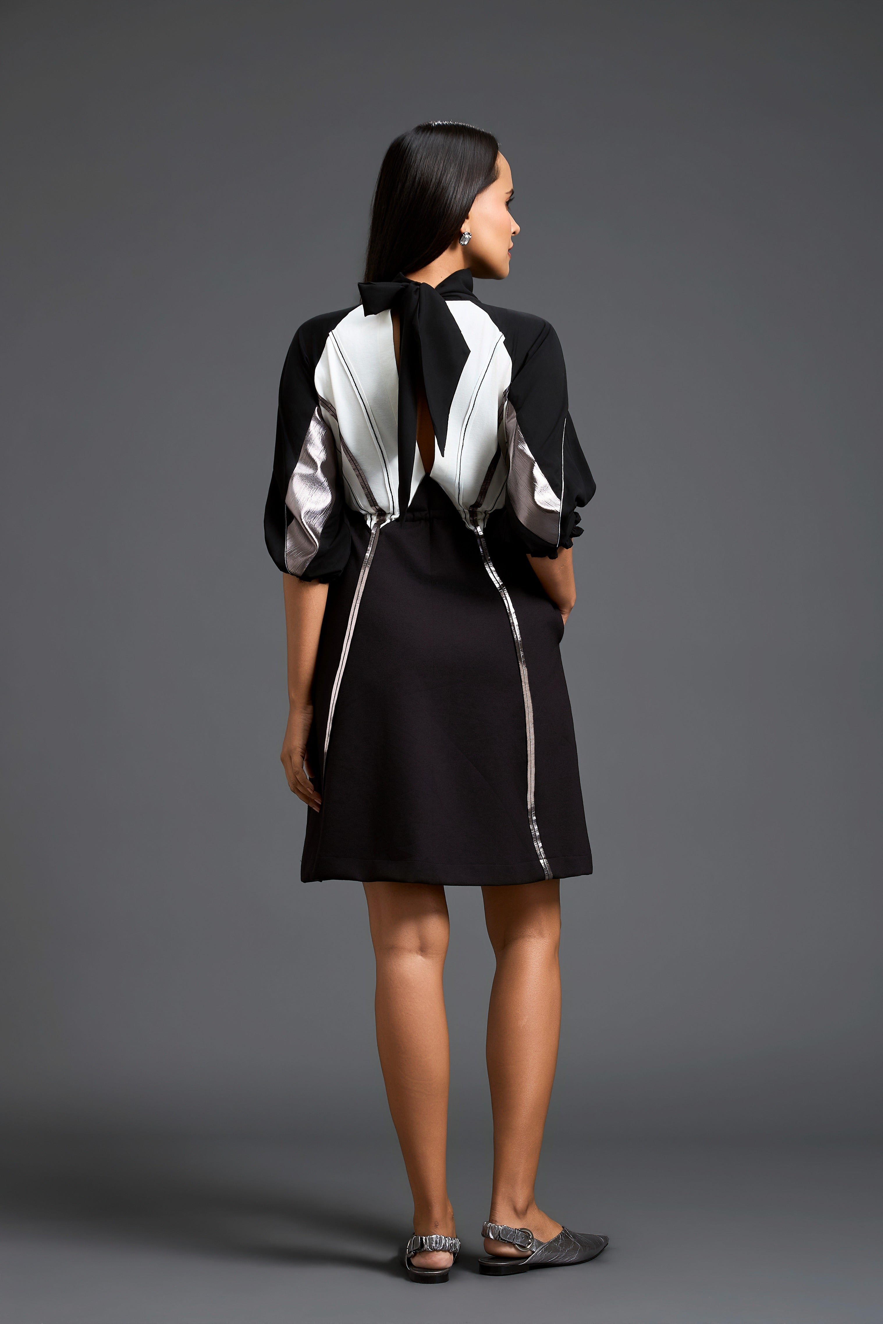 Black & White Sculpted Panel Dress