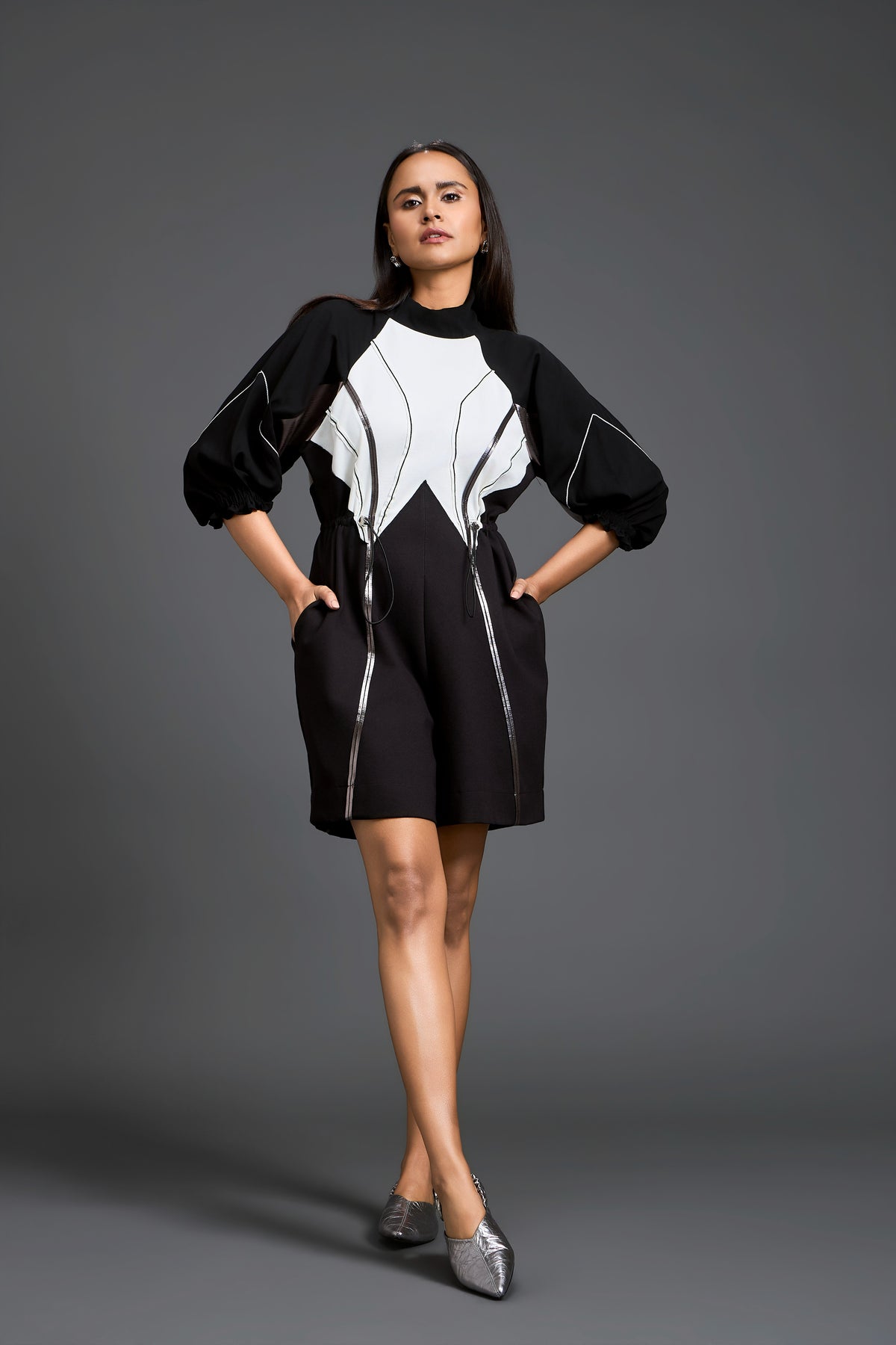 Colour-Block Sculpted Playsuit