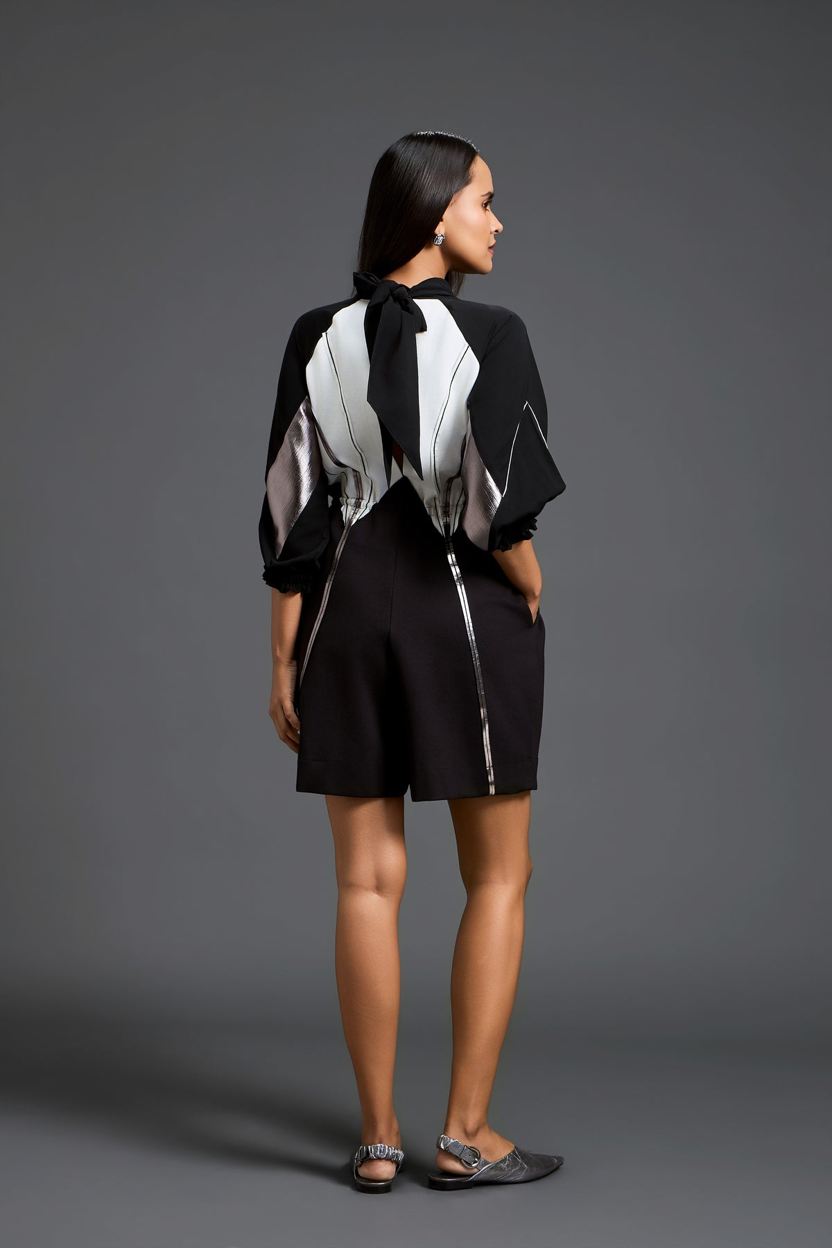 Colour-Block Sculpted Playsuit