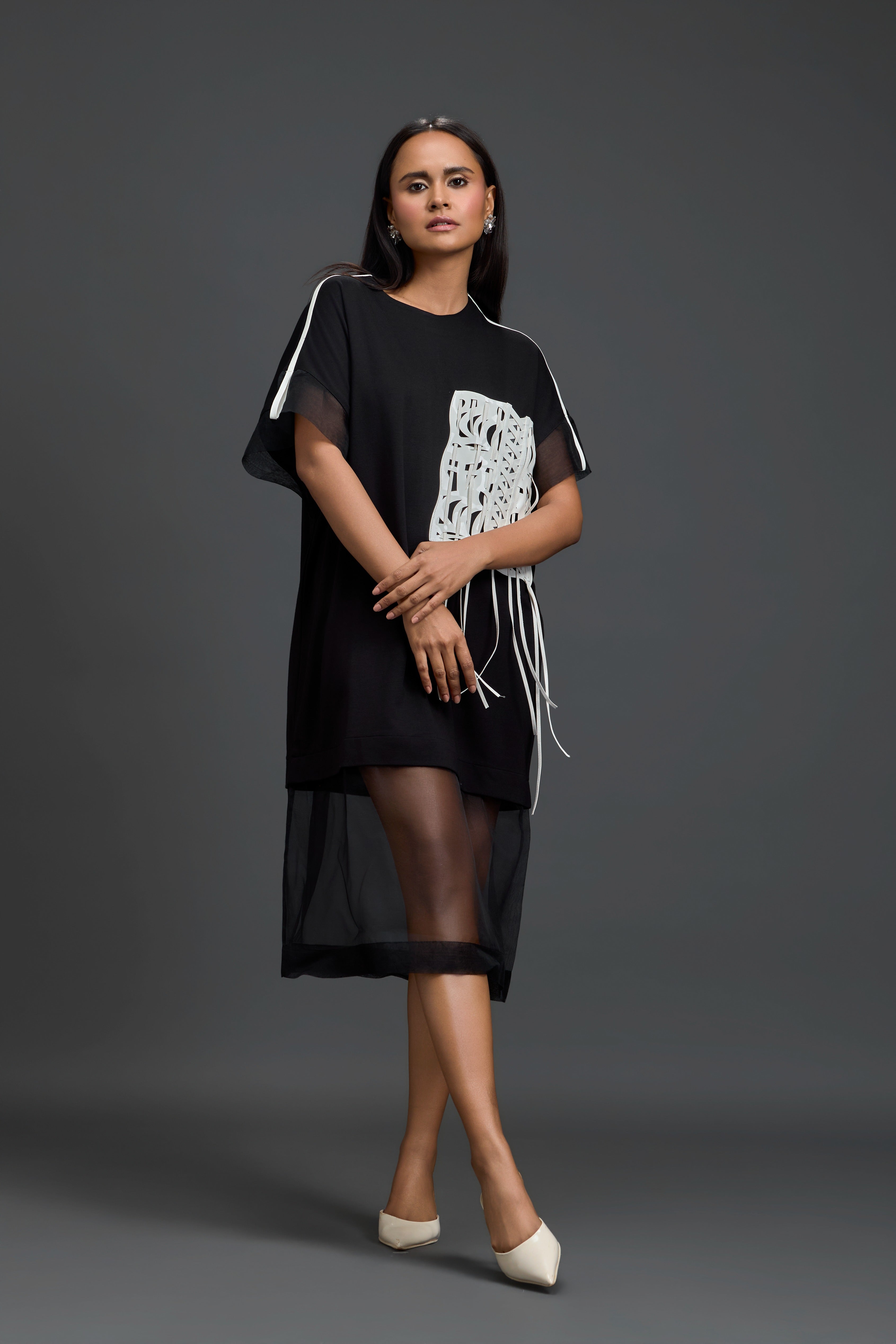Black Floral Patch Dress