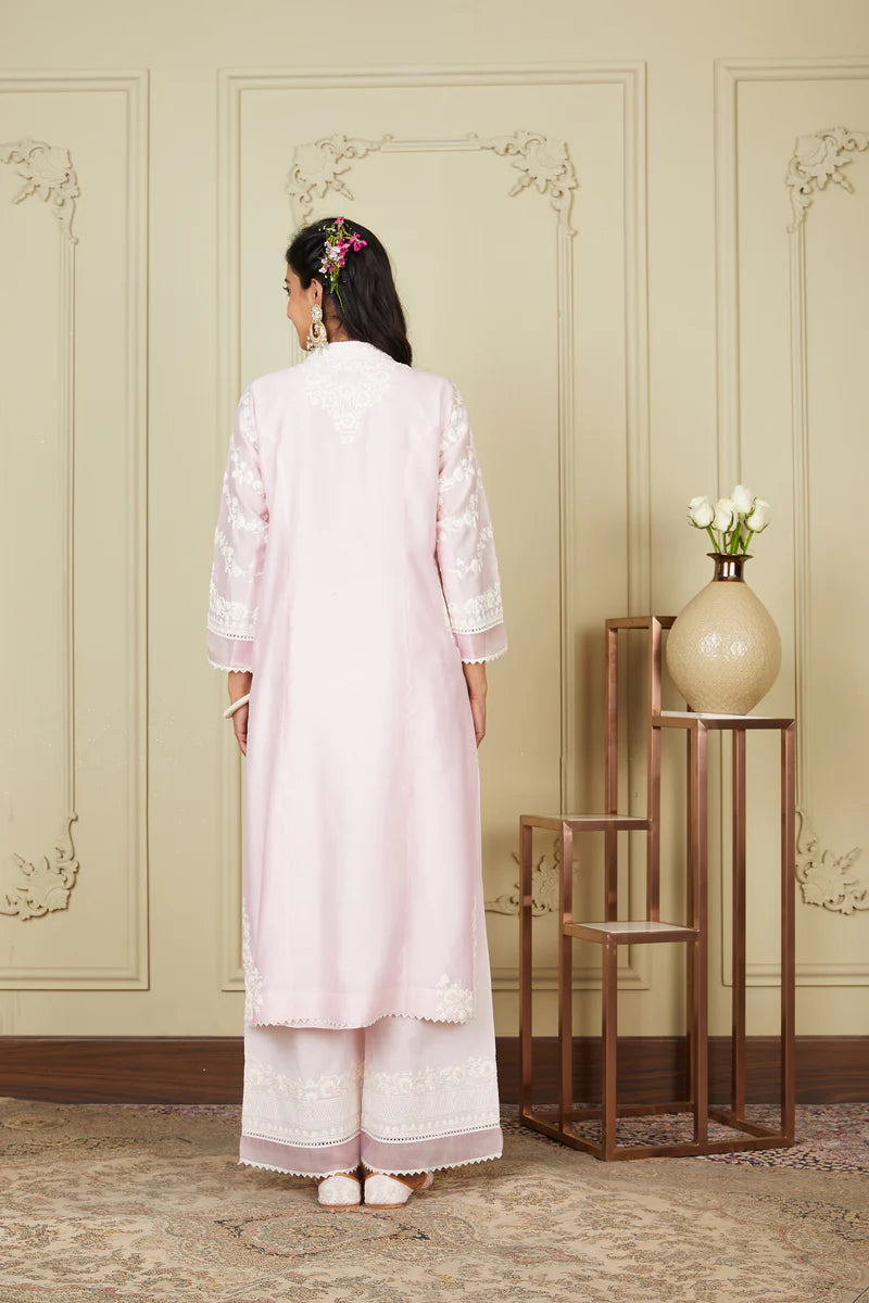 Banafsha Pearl Blush Long Kurta With Palazzo