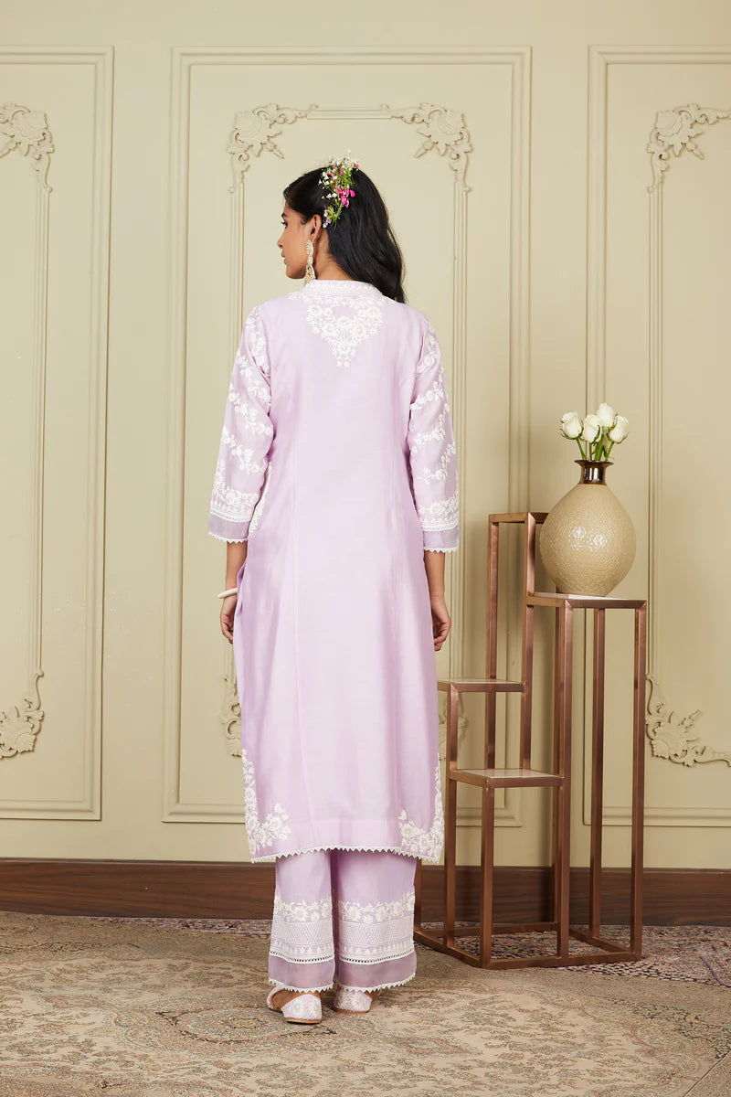 Banafsha Periwinkle Long Kurta With Palazzo