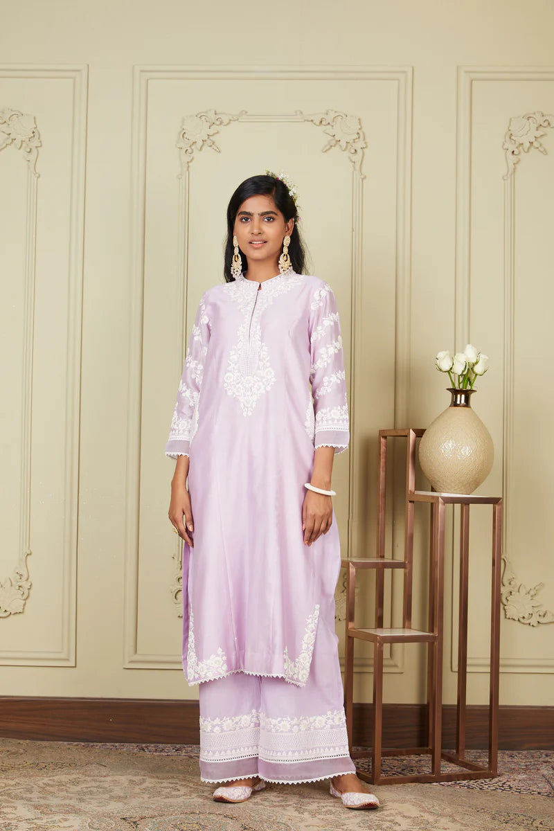 Banafsha Periwinkle Long Kurta With Palazzo