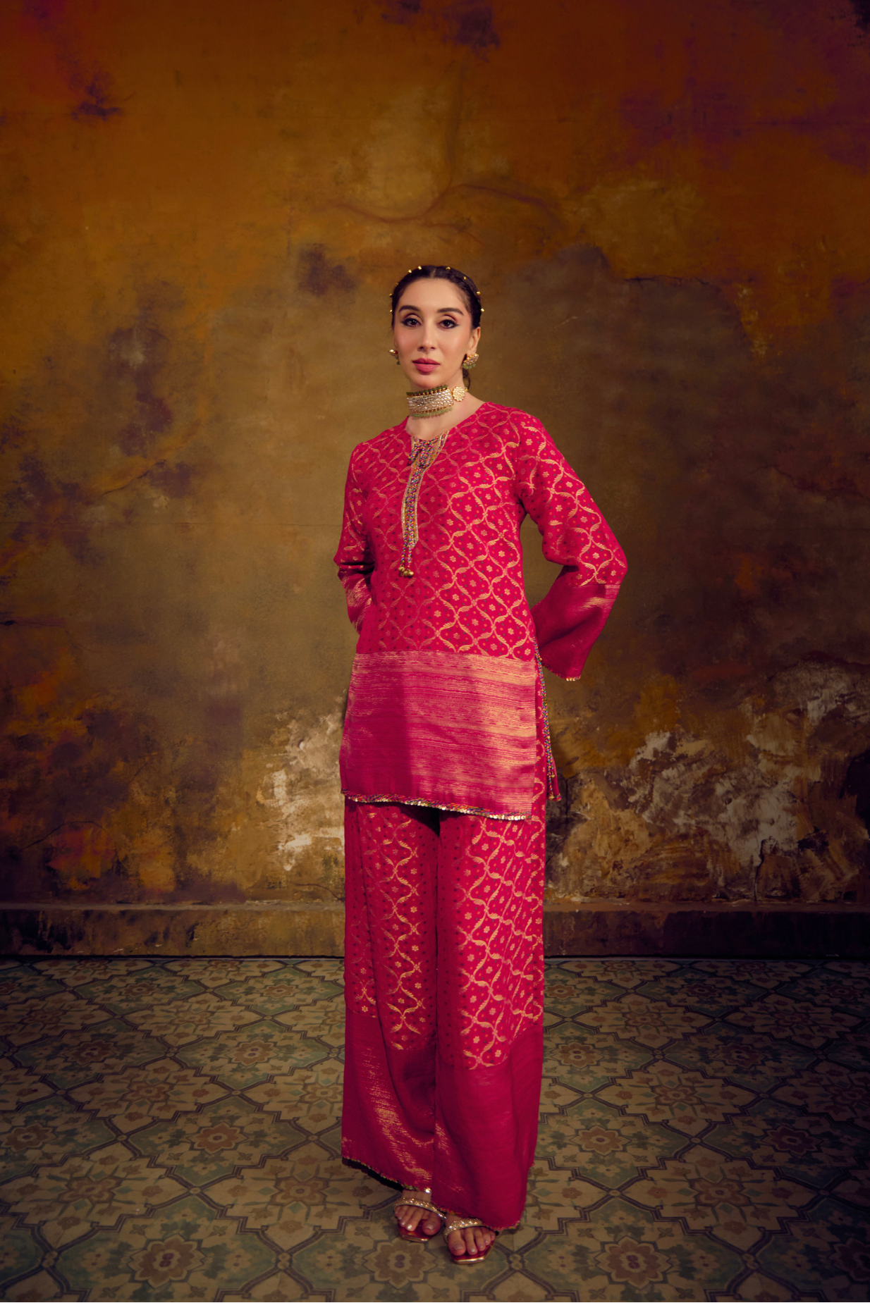 Naad Laali - Pink Kurta Set with Tassle Detailing
