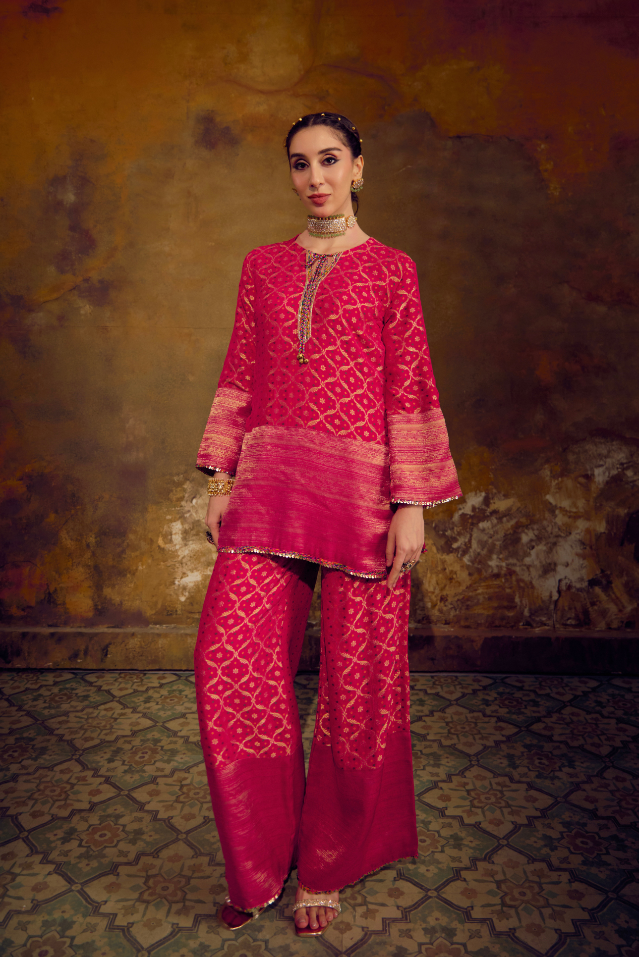 Naad Laali - Pink Kurta Set with Tassle Detailing