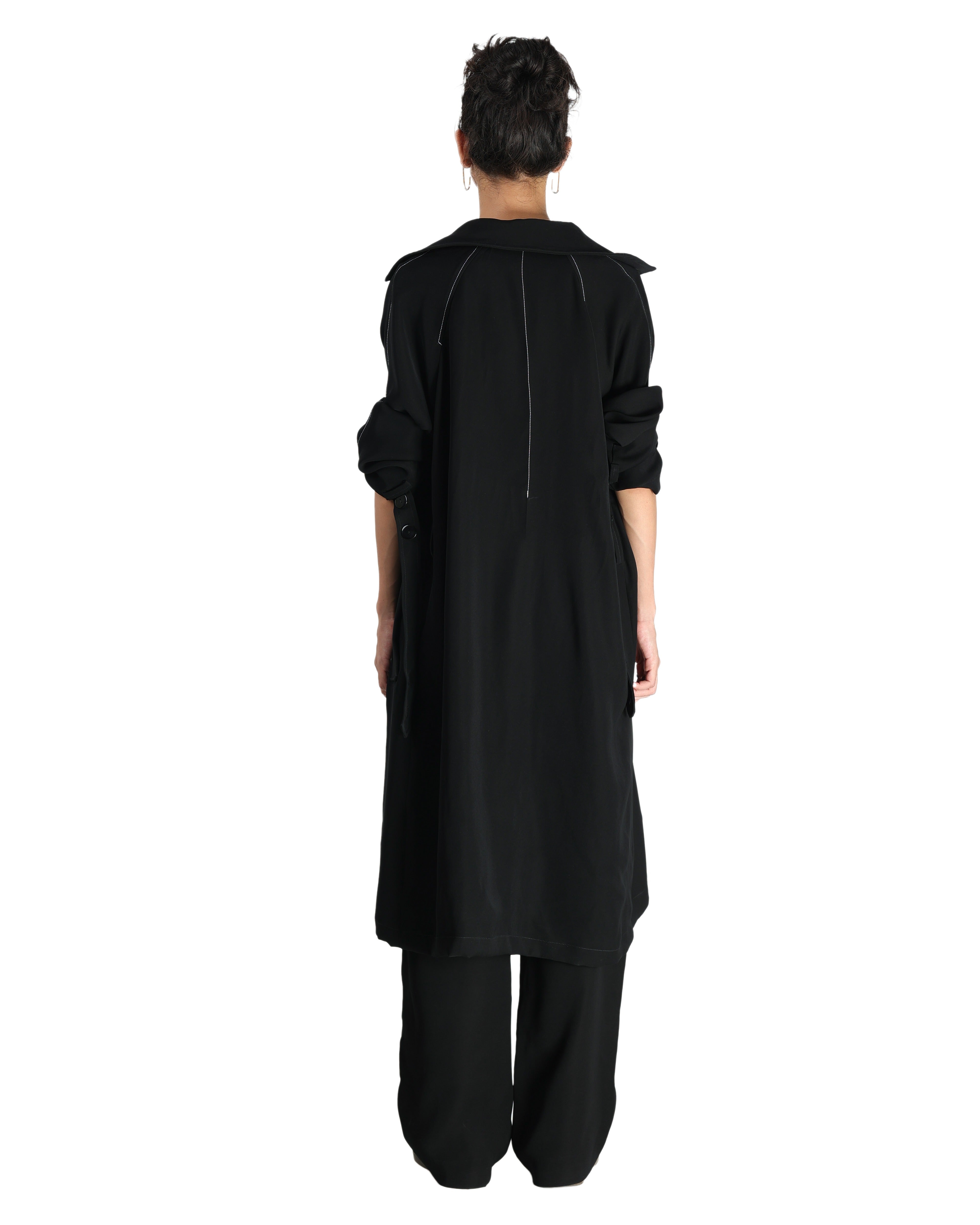 TRENCH COAT WITH AFFAIR CORSET PAIRED UP WITH HIGH WAISTED PANTS