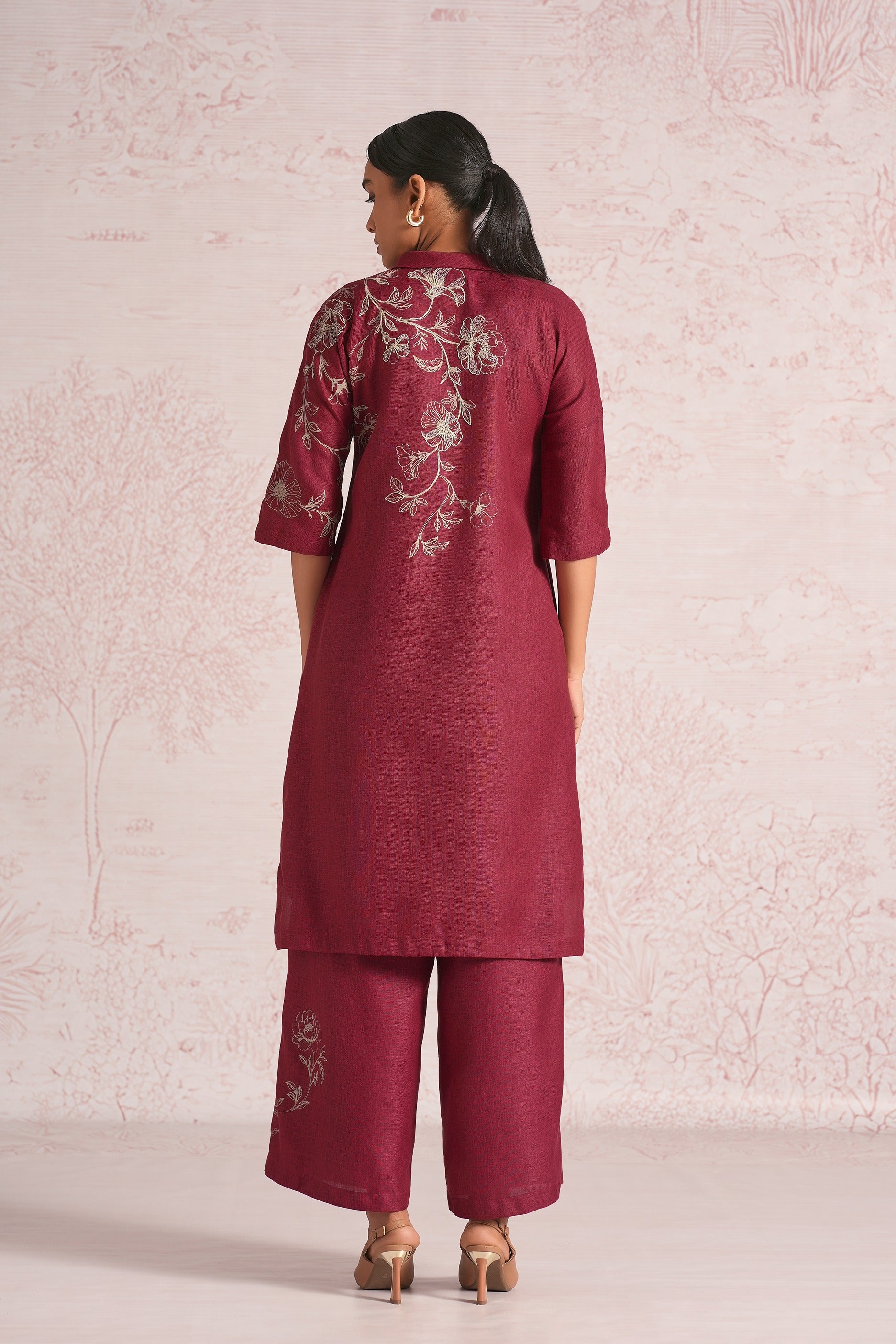 Bloomscape Kurta Set - Merlot