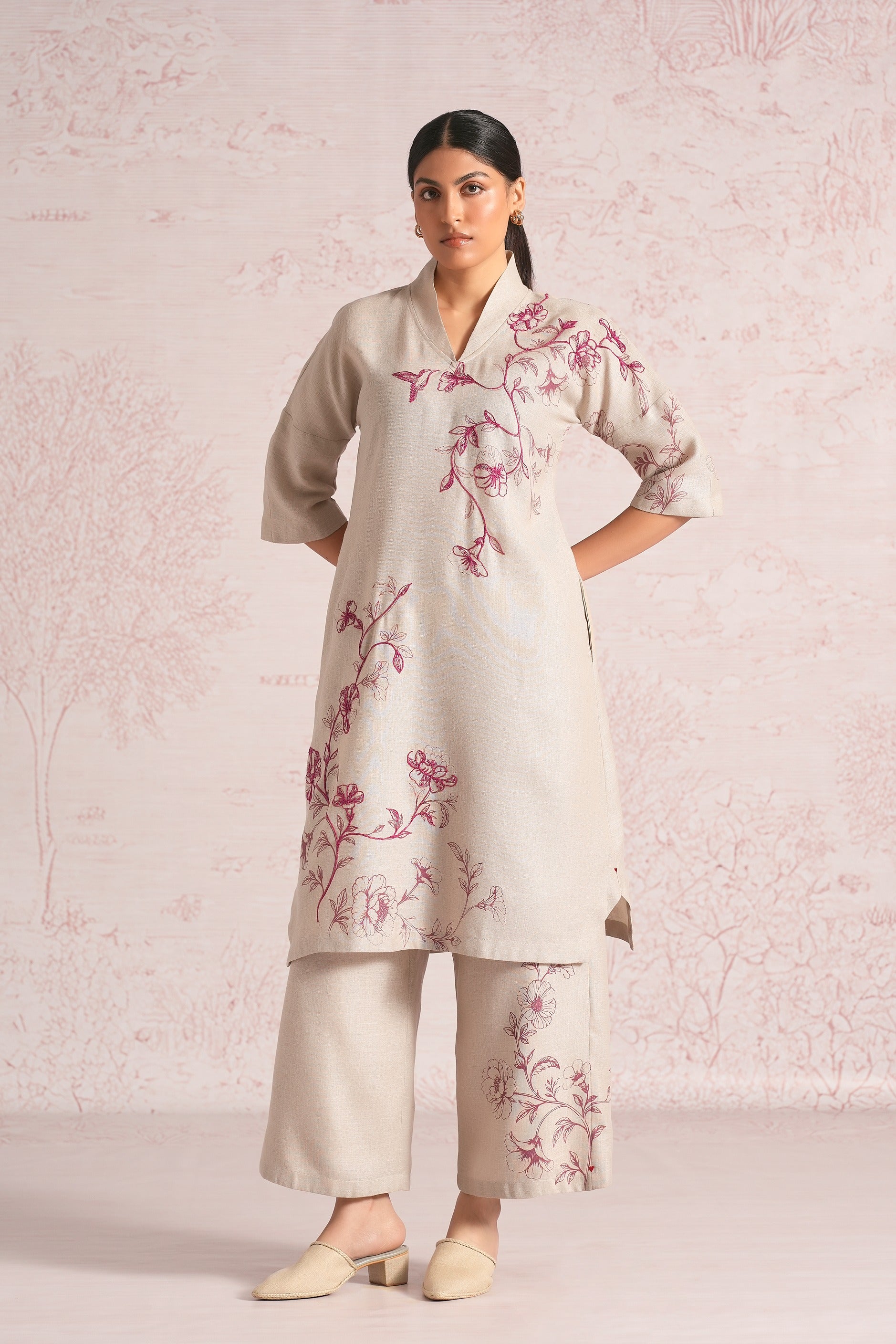Bloomscape Kurta Set - Natural