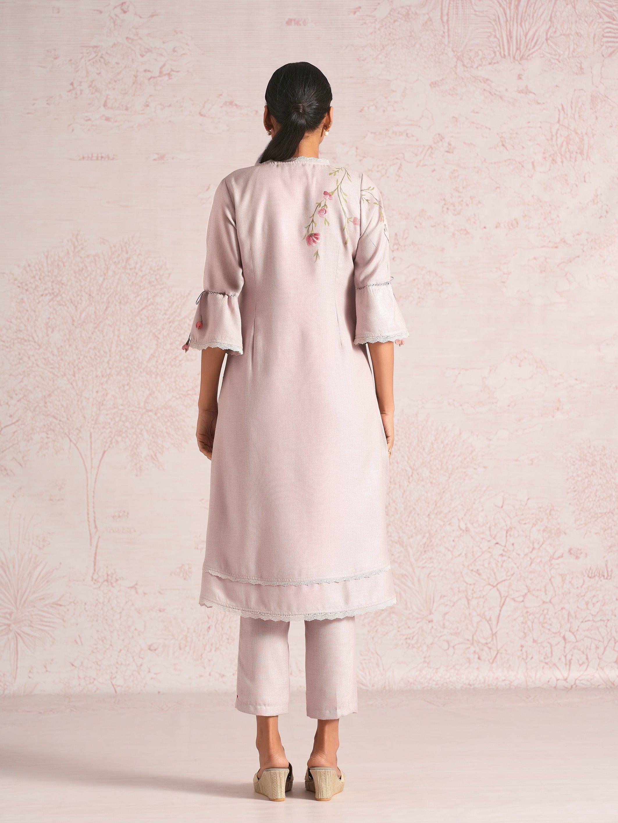 Blush Vines Kurta set - Mauve