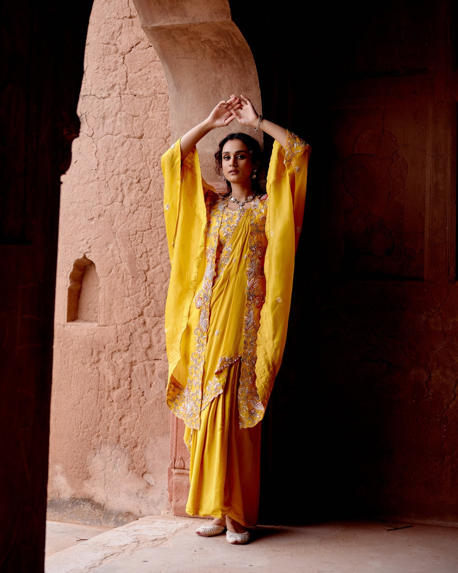 Signature Cape Set With Skirt & Drape Sash