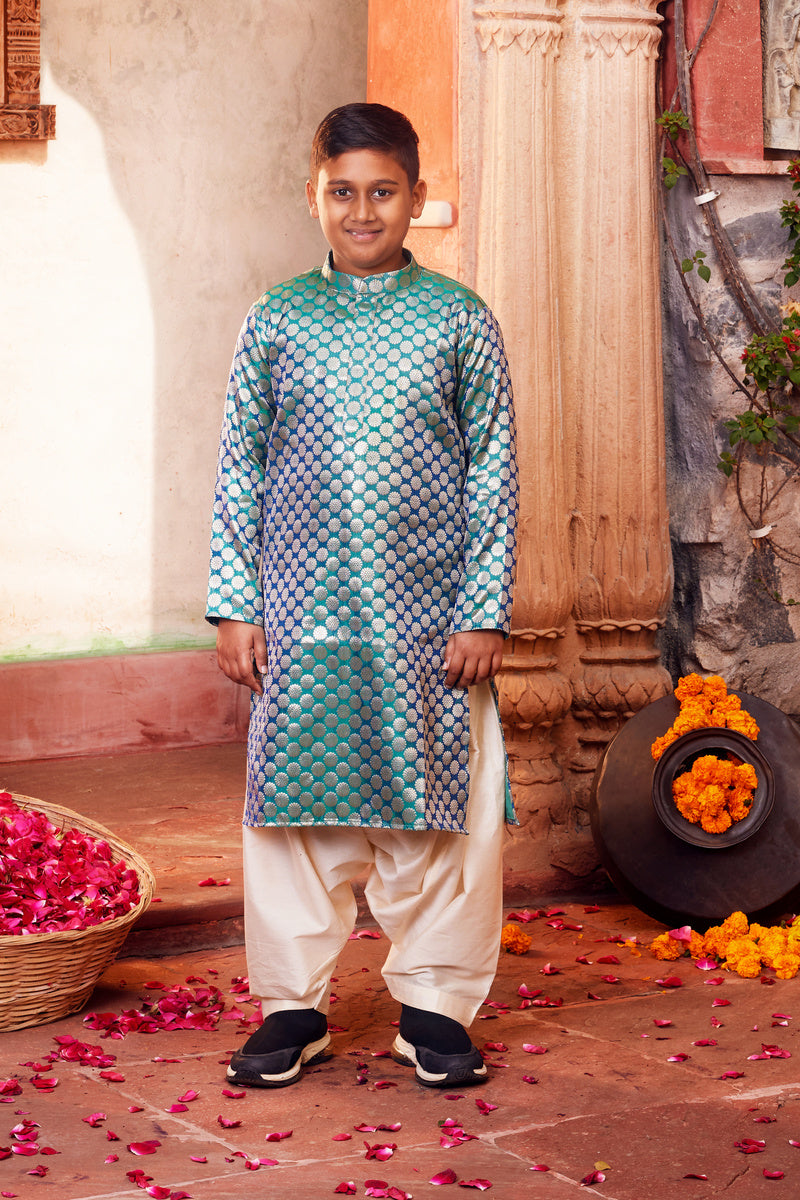 Sky Blue Kurta With White Pant