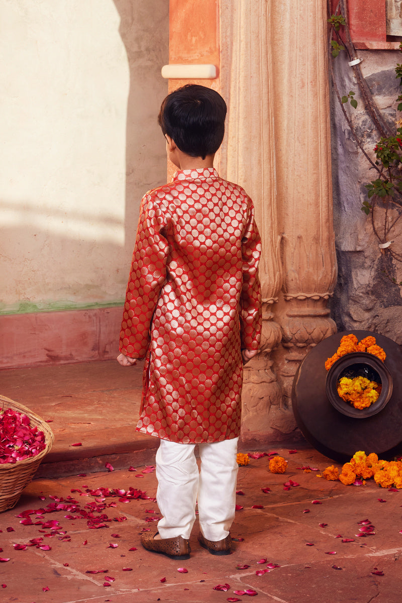 Red Kurta With White Pant