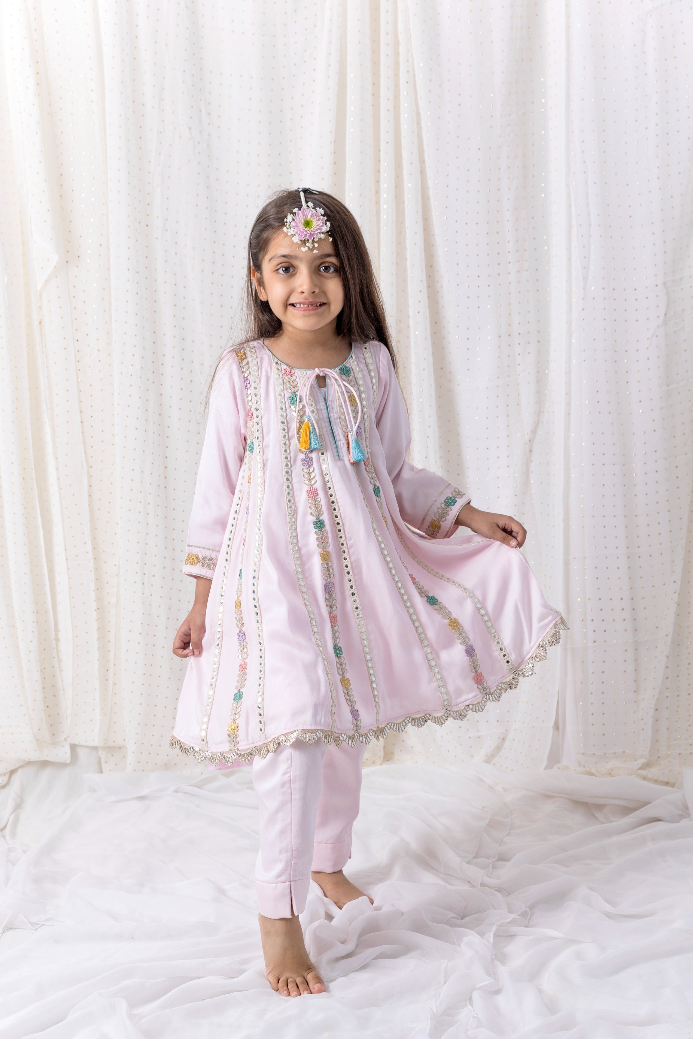 Pink Muslin Top With Pants
