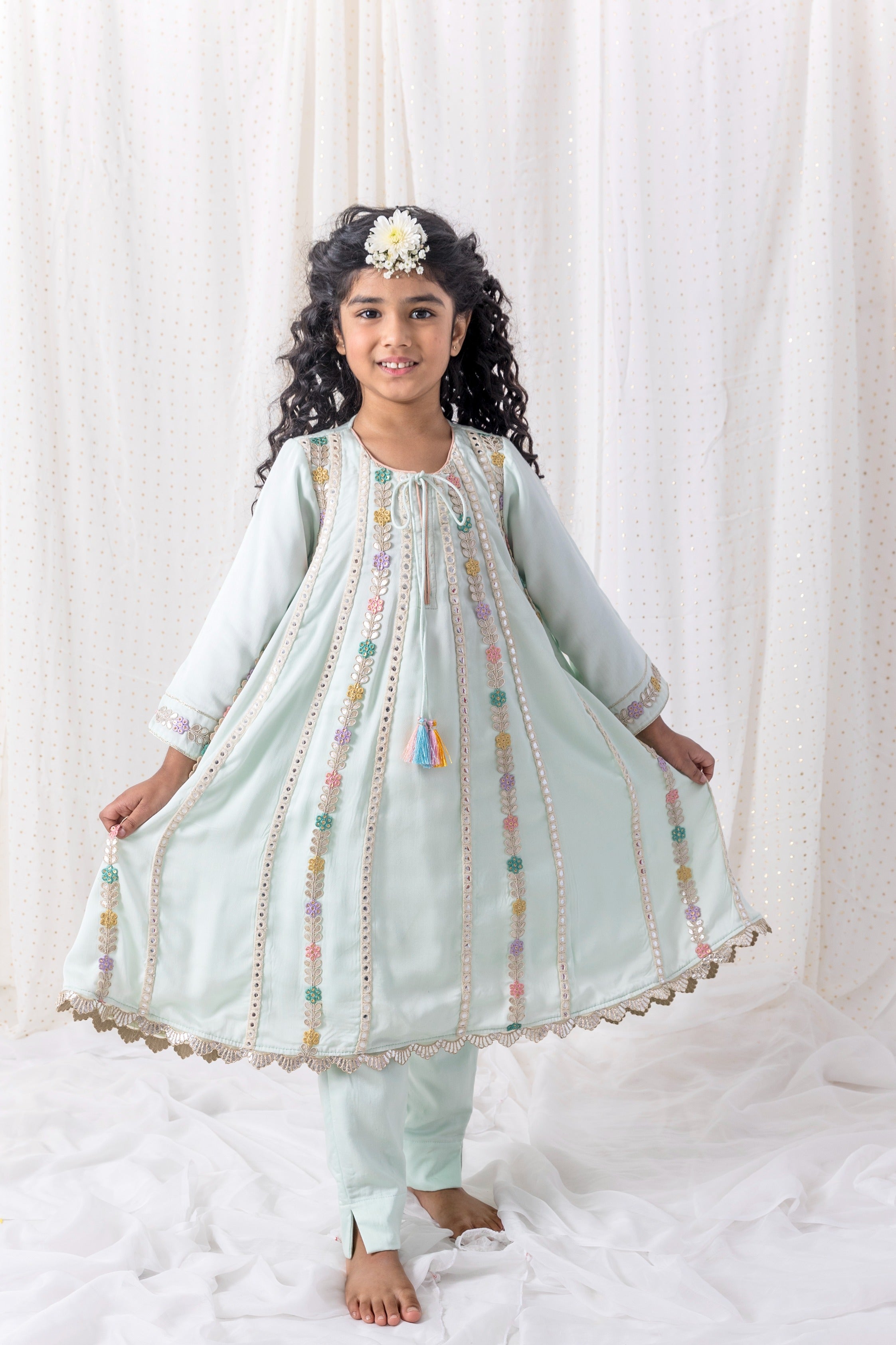 Blue Muslin Top With Pants