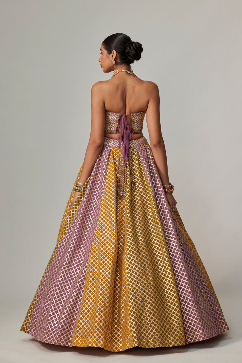 MUSTARD MULTICOLOR CORSET SKIRT SET