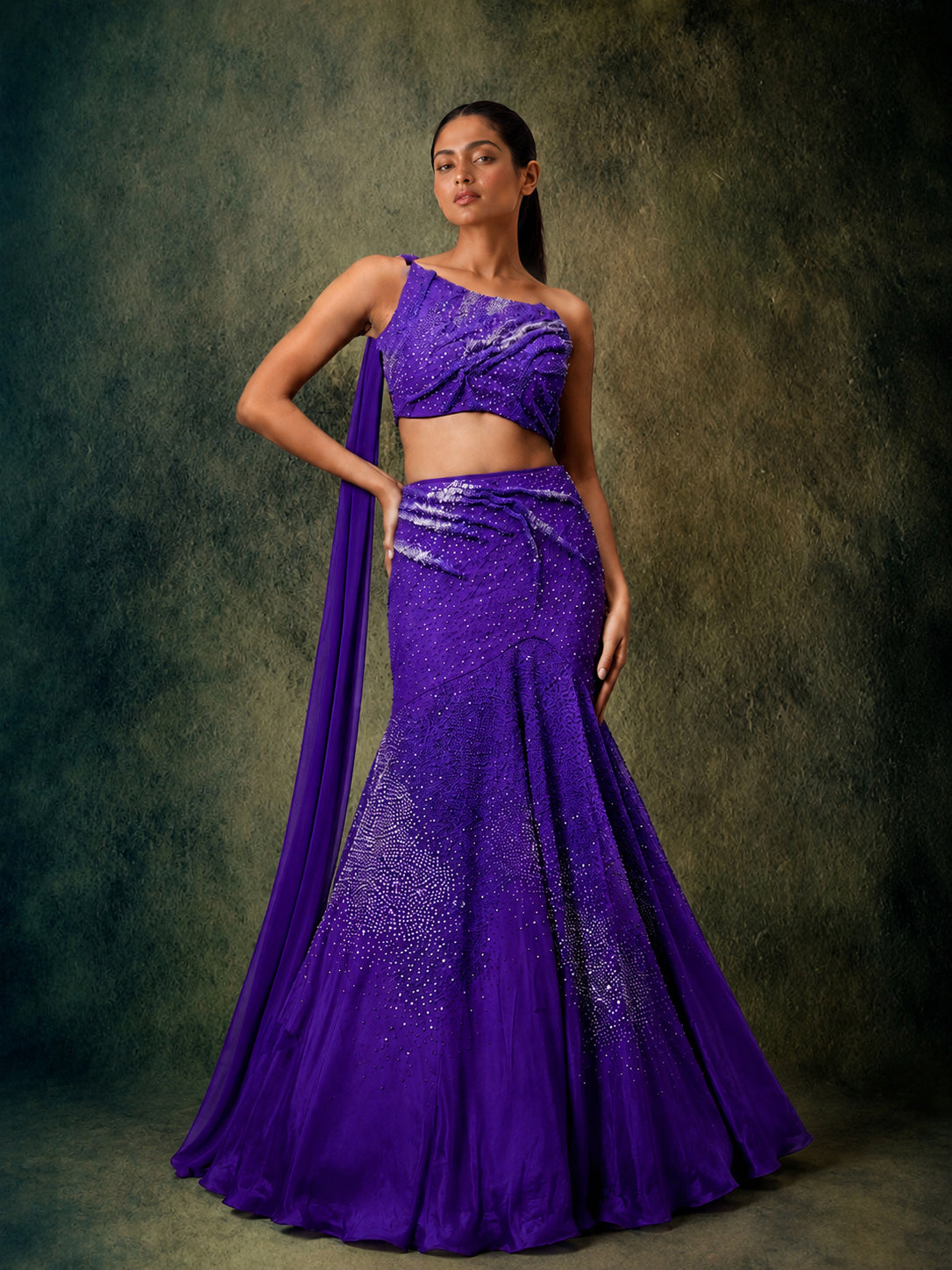 The Sculpted Lehenga Set (Amethyst)