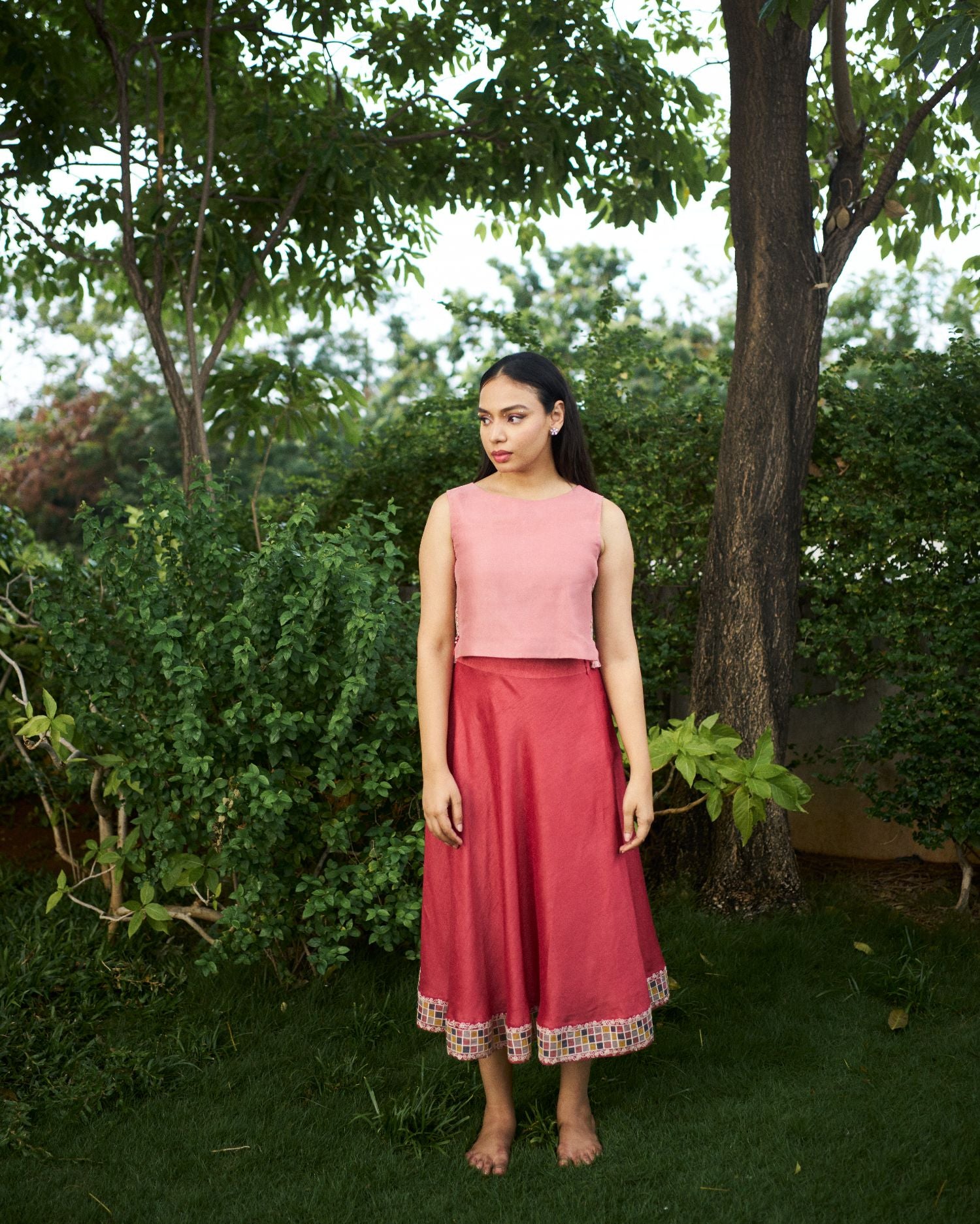 Cherry Blossom Crop Top Skirt