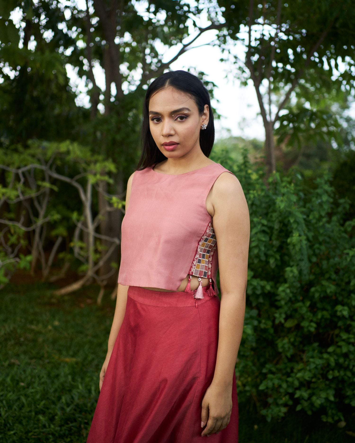 Cherry Blossom Crop Top Skirt